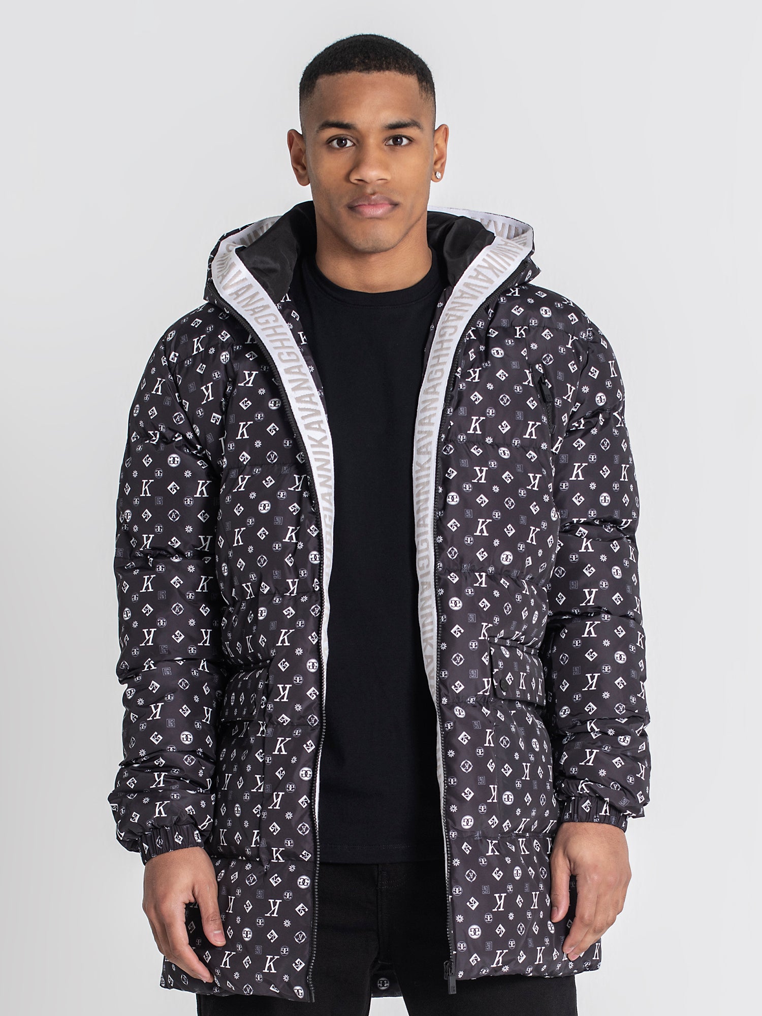 overcoats / Black Logomania Puffer Coat