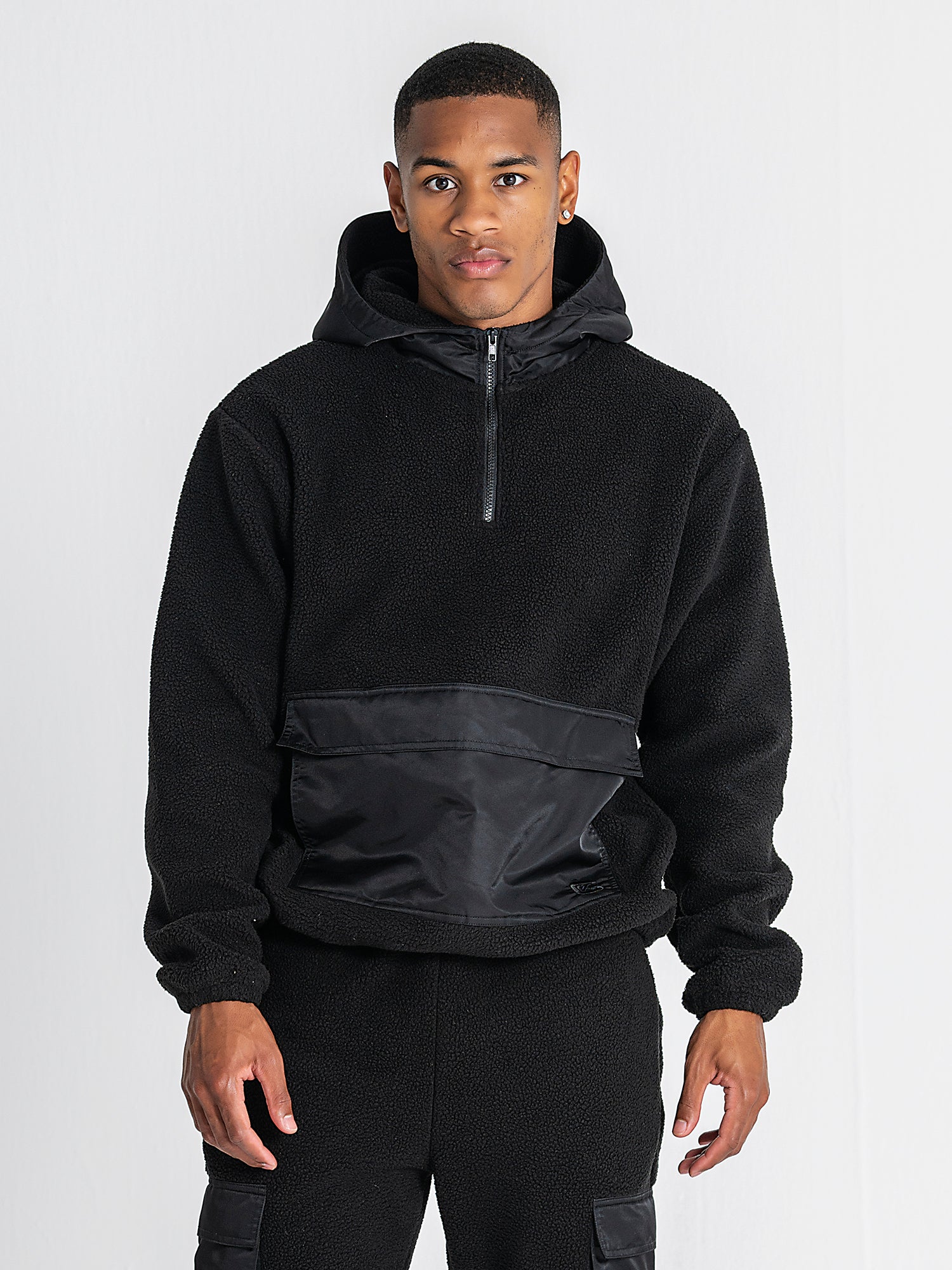 hoodies / Black Cargo Sherpa Hoodie