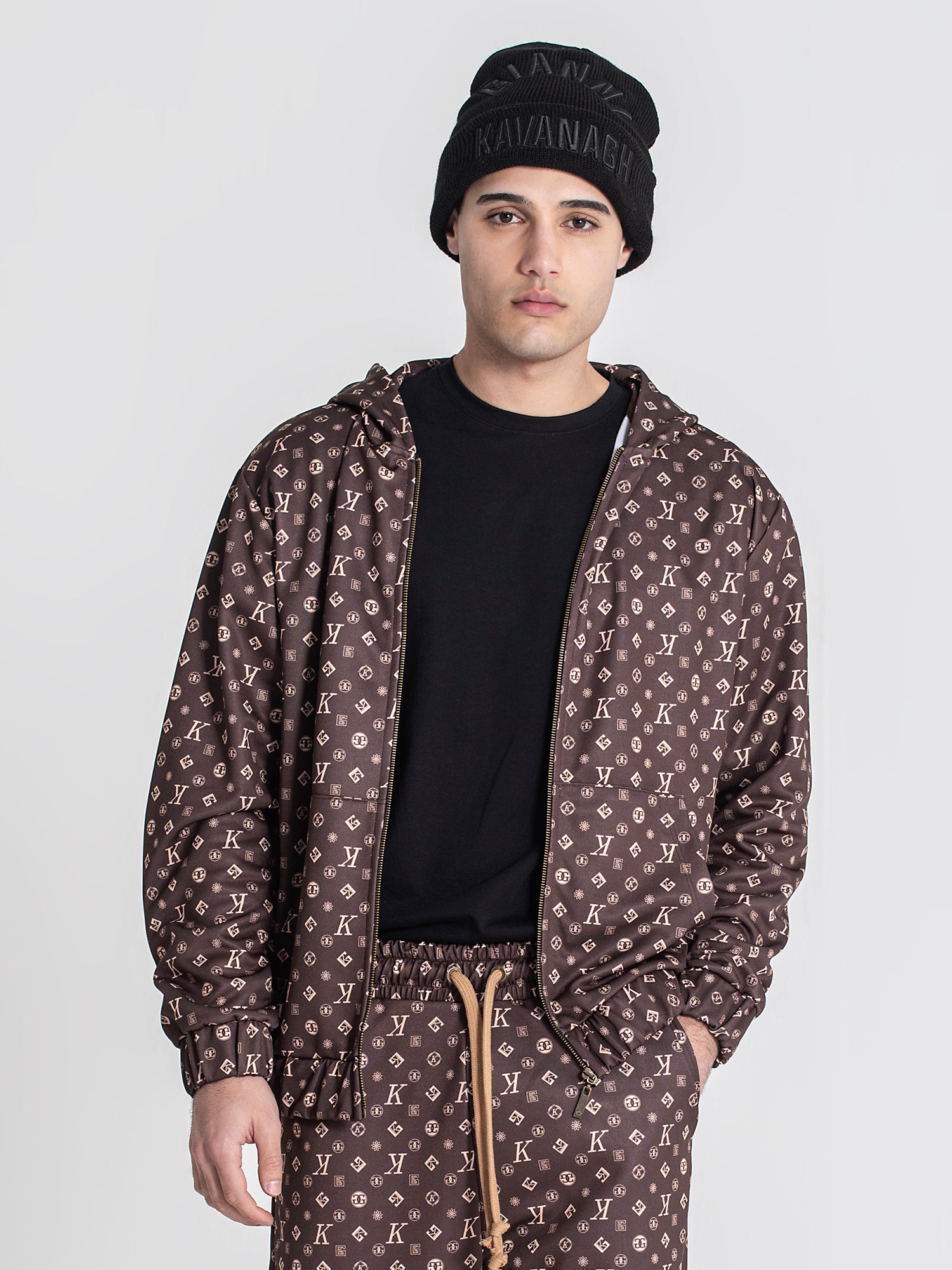 Brown Logomania Hoodie Jacket