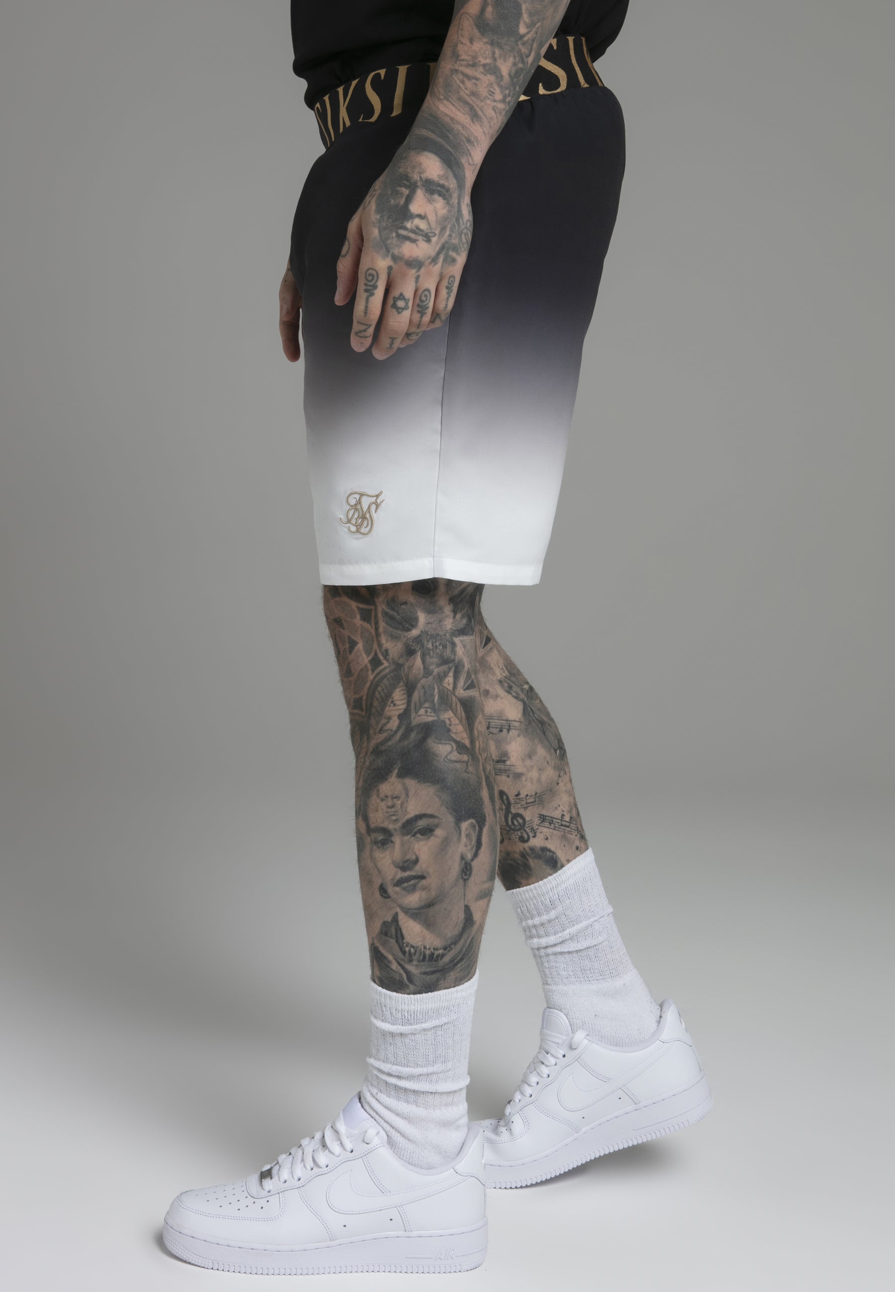 swimshorts / Black White Fade Swim Shorts