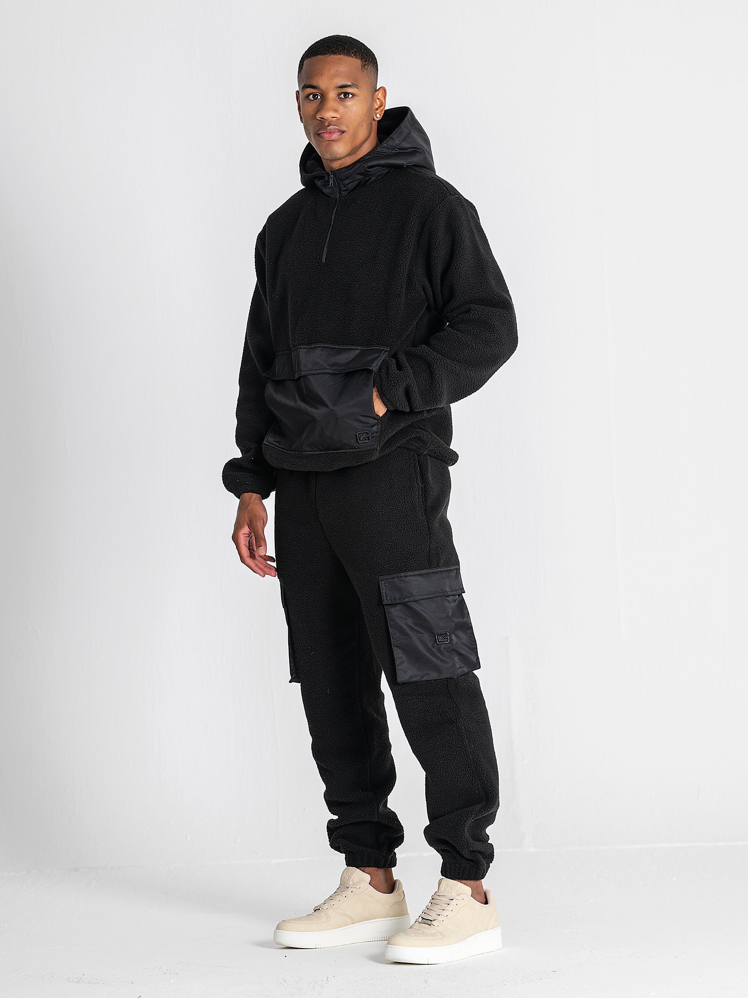 hoodies / Black Cargo Sherpa Hoodie