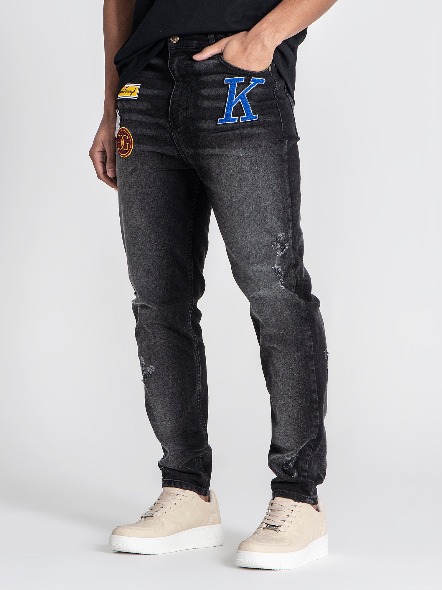 jeans / Black Collage Patch Jeans