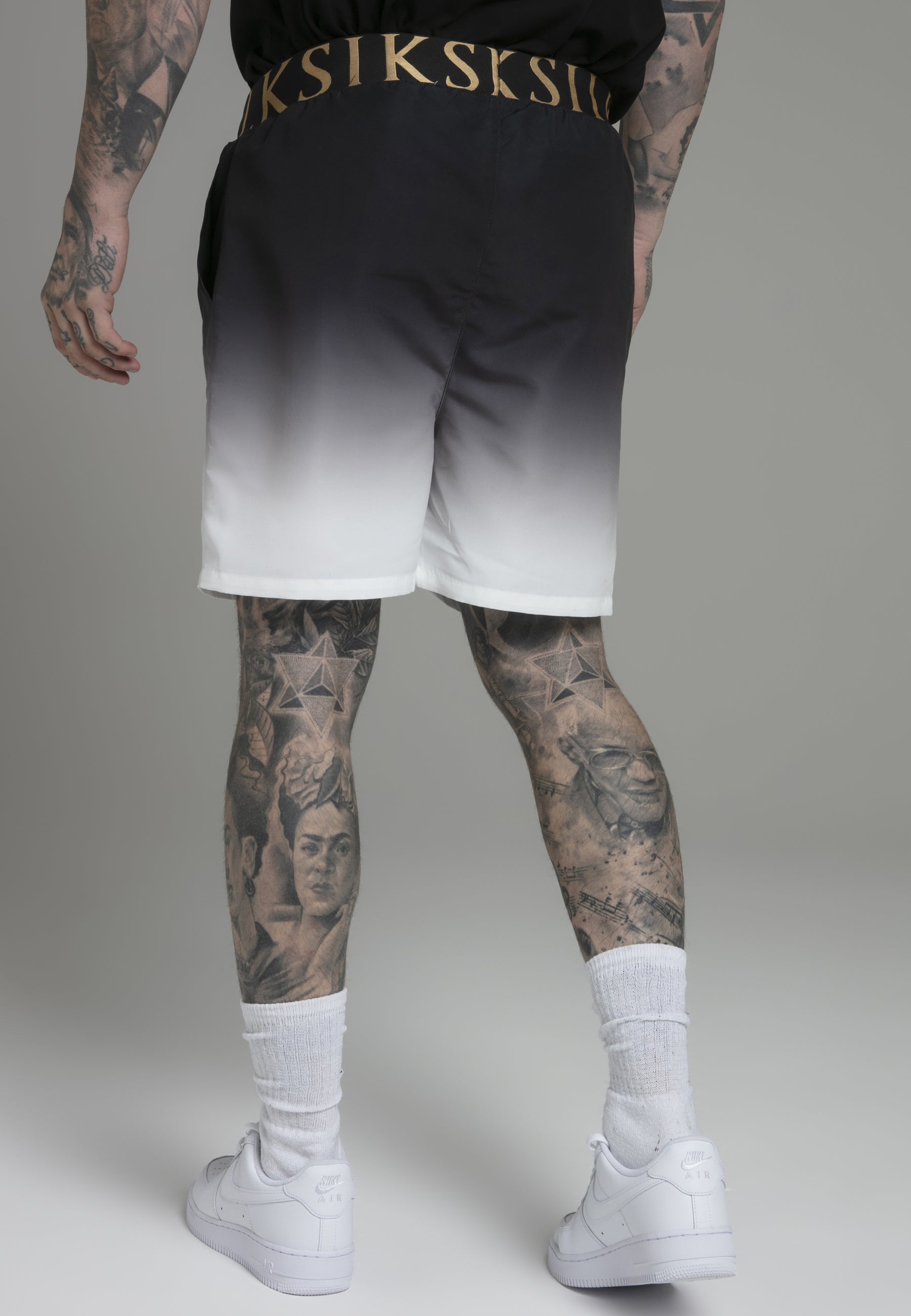 swimshorts / Black White Fade Swim Shorts