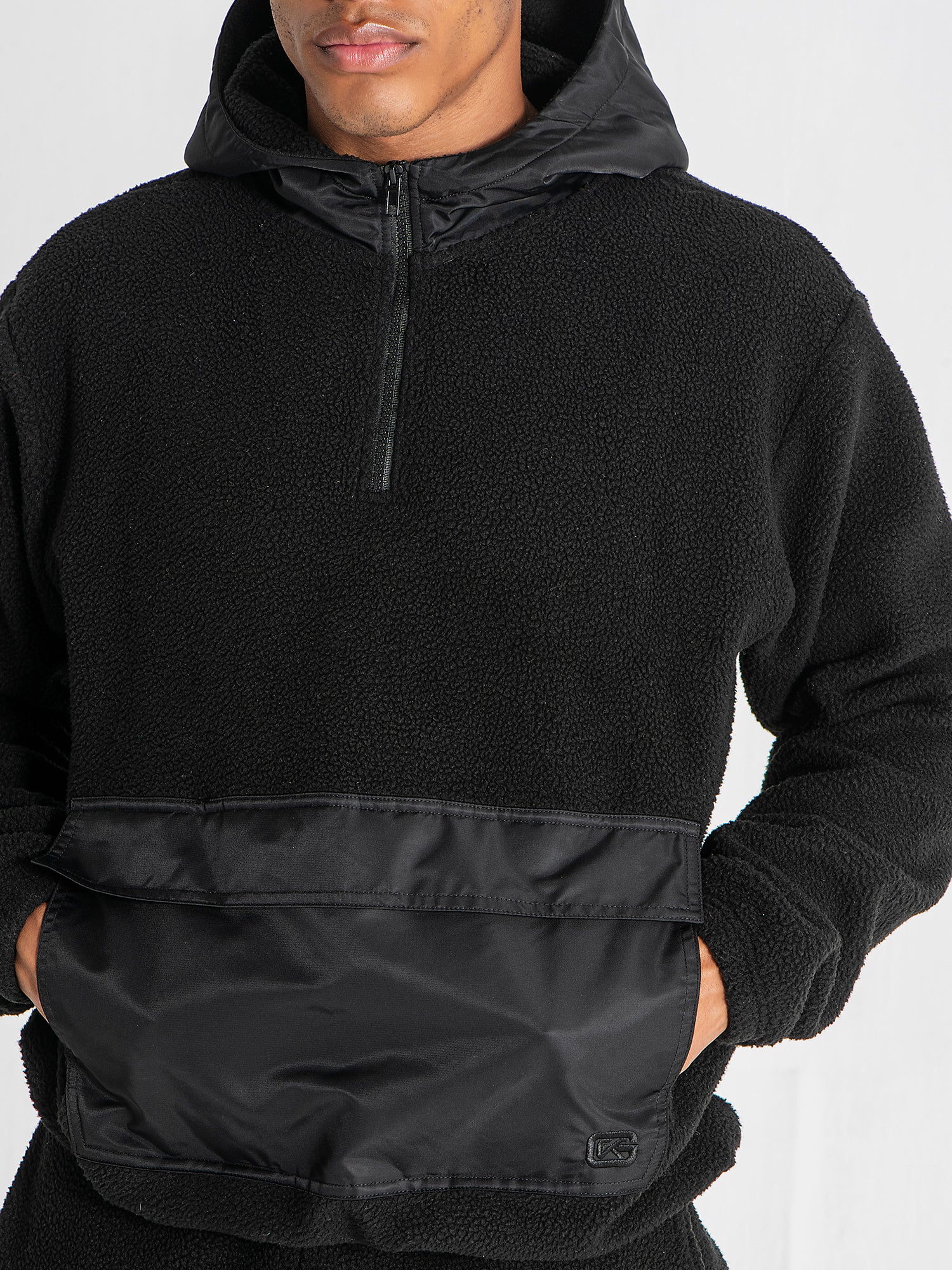 hoodies / Black Cargo Sherpa Hoodie