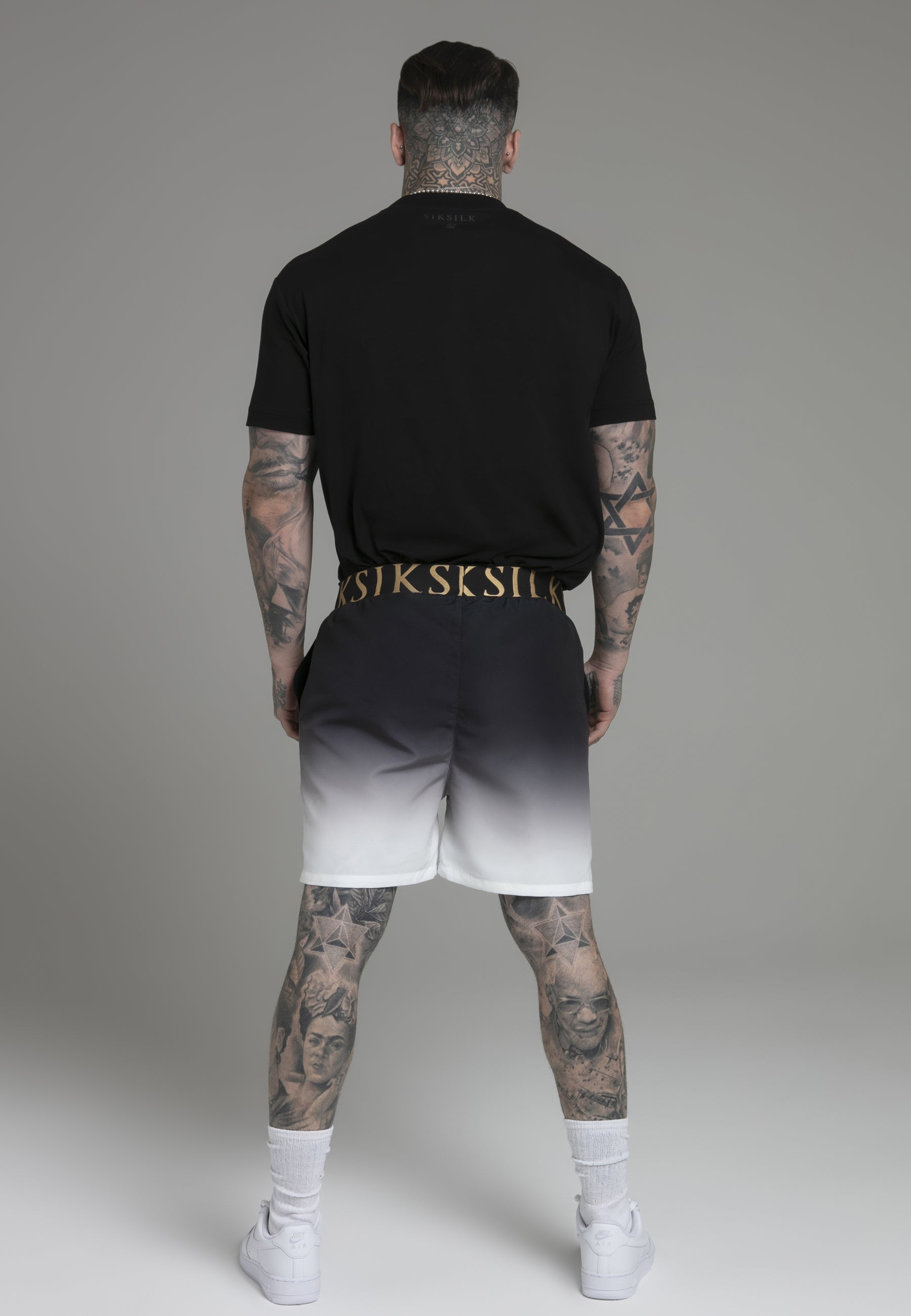 swimshorts / Black White Fade Swim Shorts
