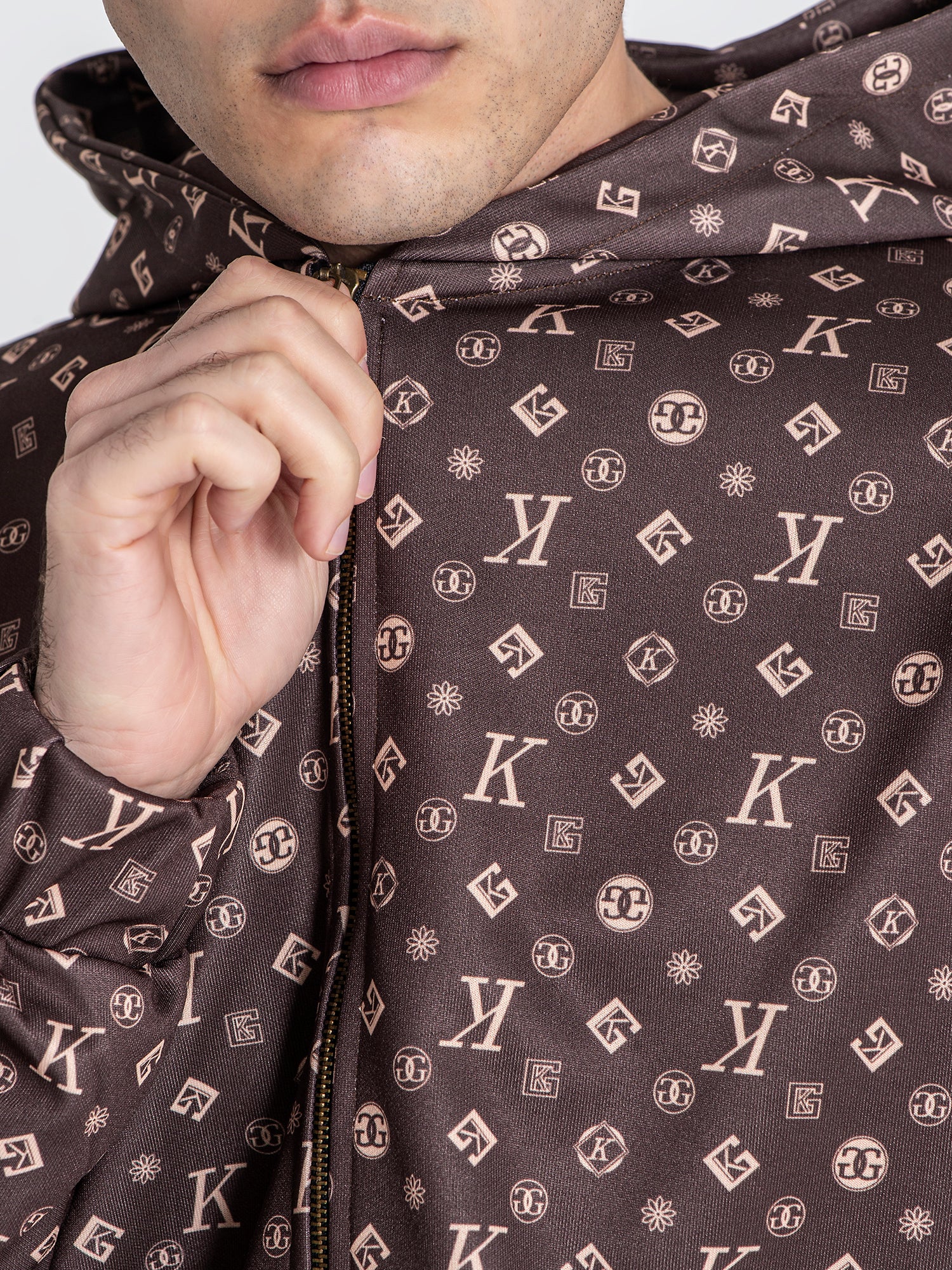 zip jackets / Brown Logomania Hoodie Jacket