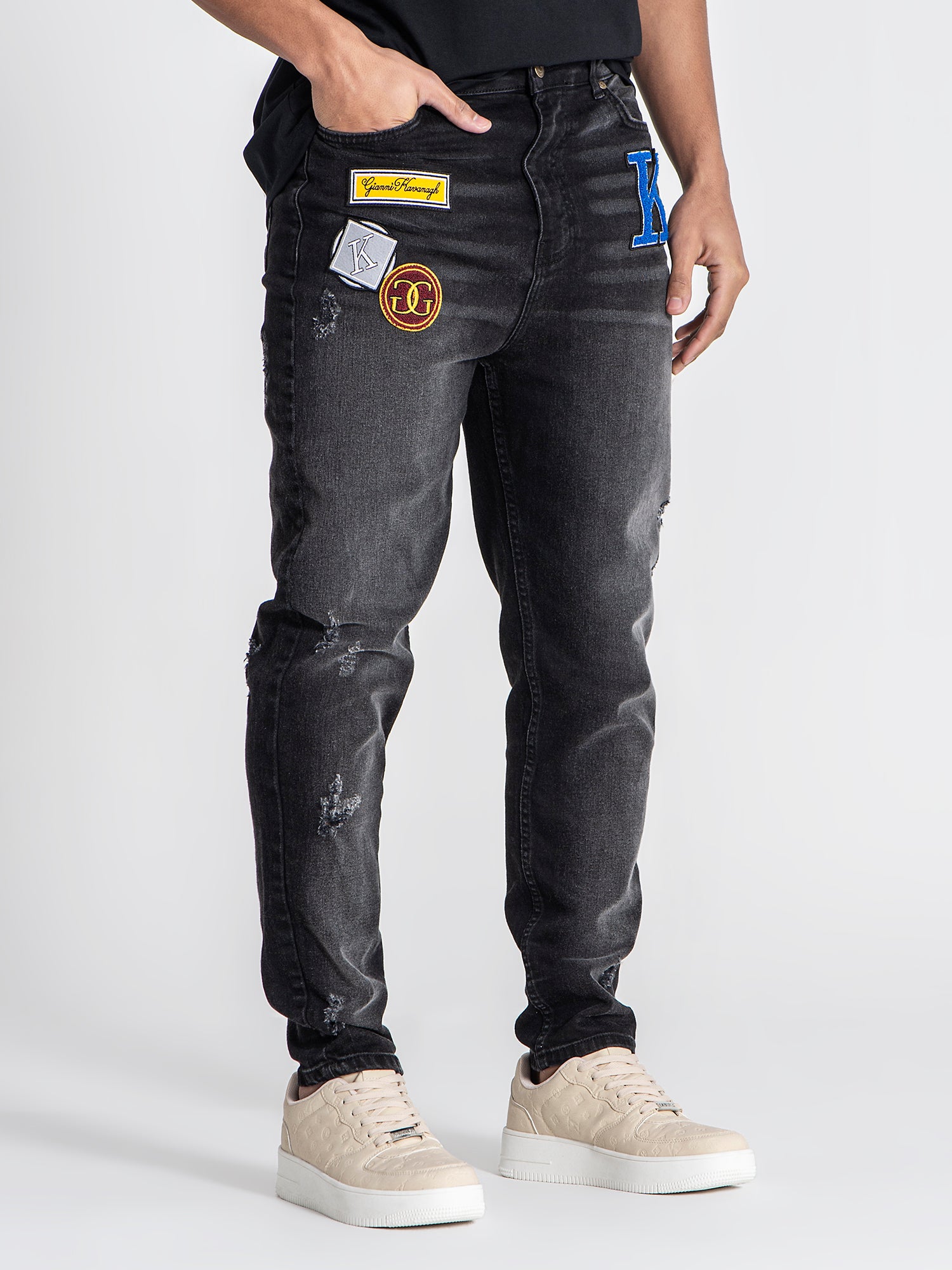 jeans / Black Collage Patch Jeans