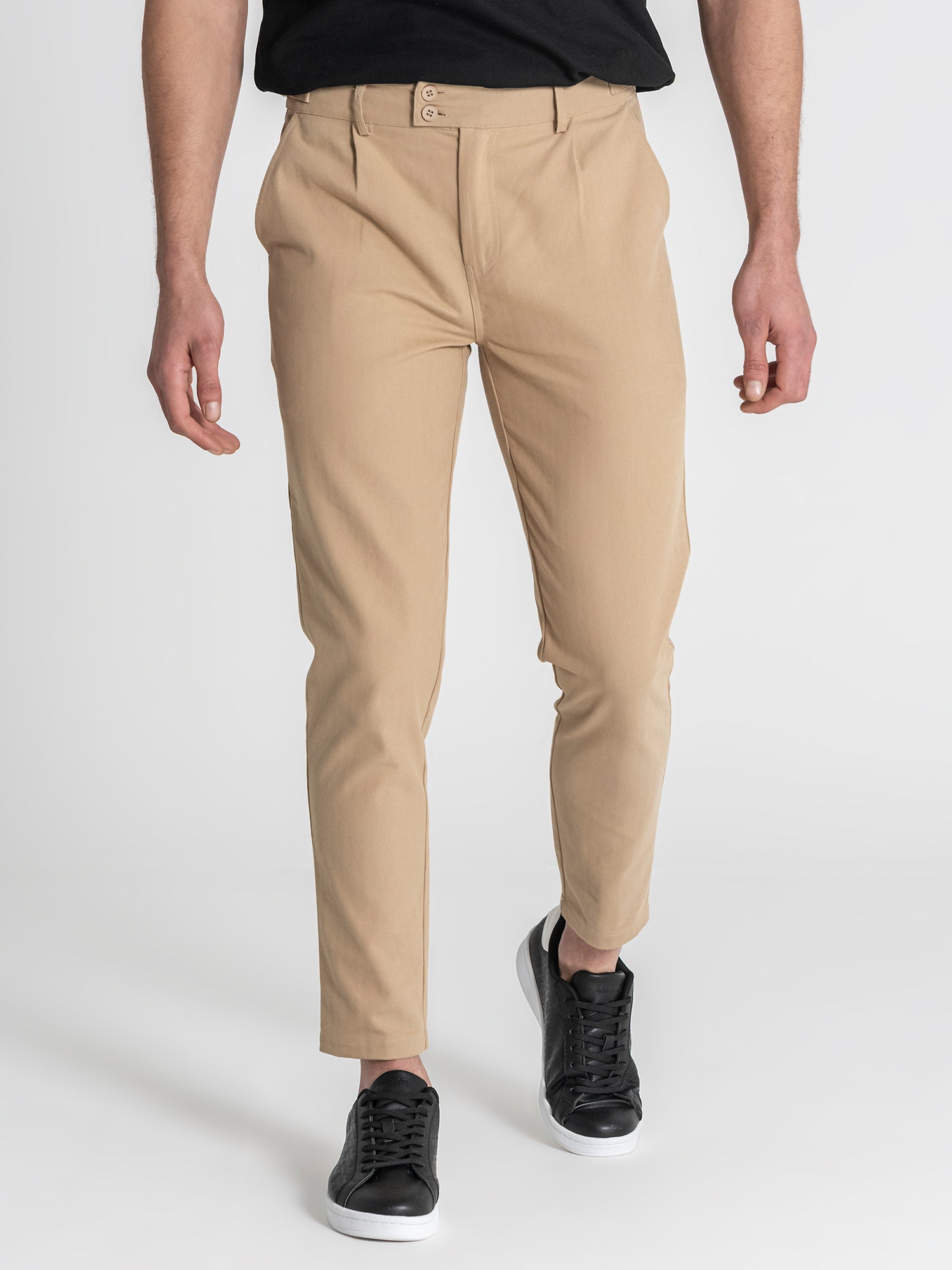 Taupe Pleated Chino Pants