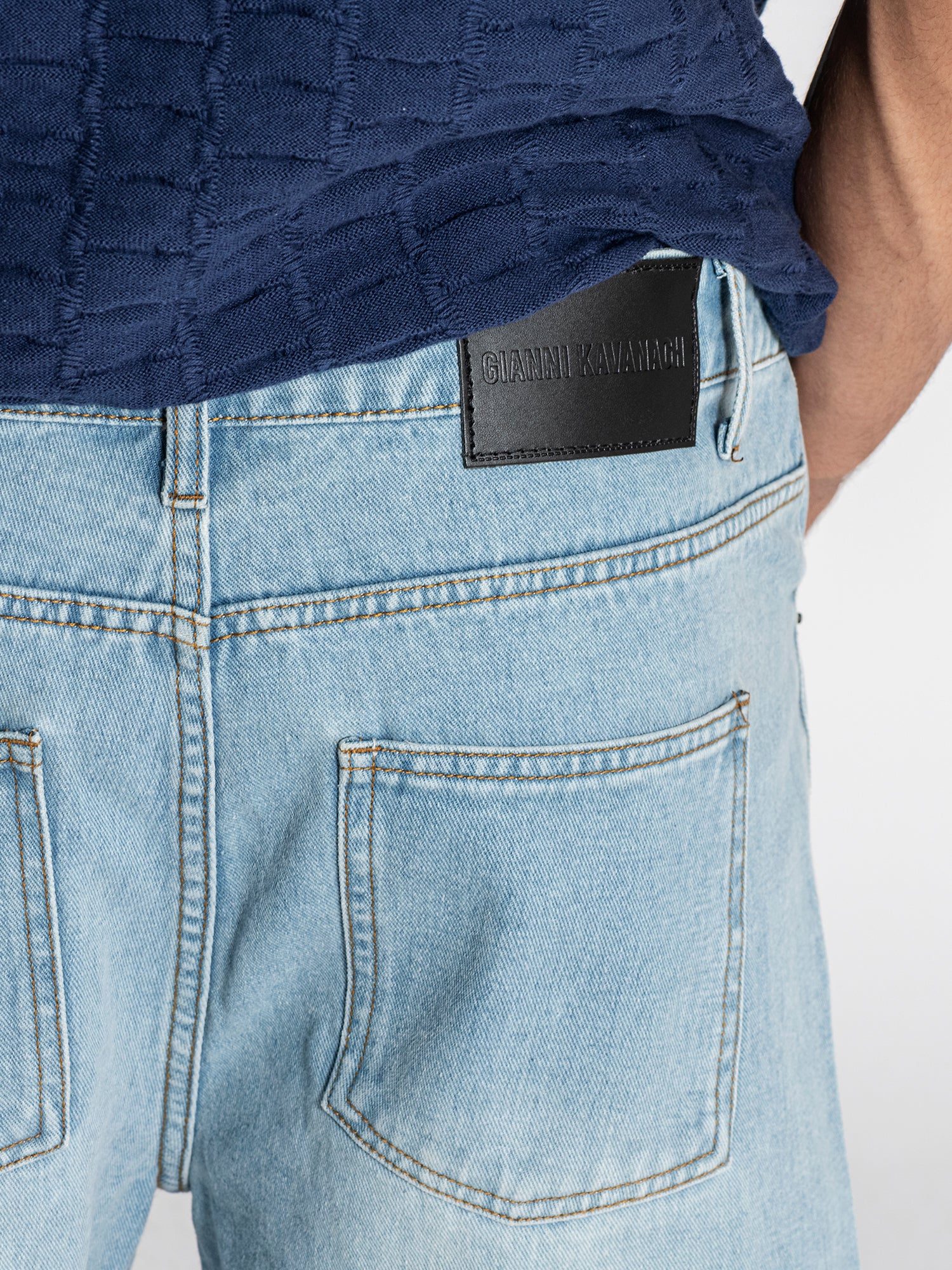 Light Blue Fray Denim Shorts