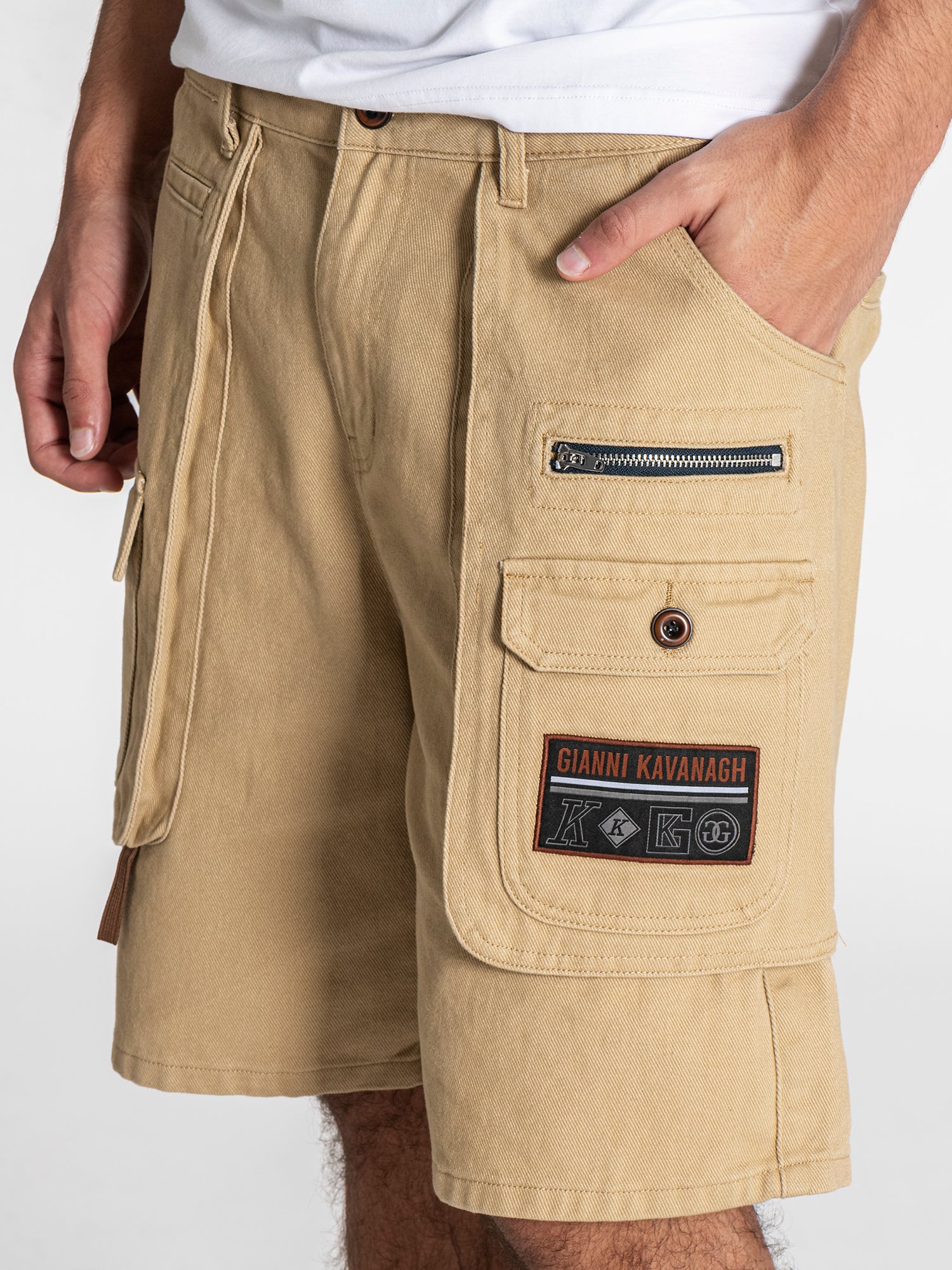Beige Utility Cargo Shorts