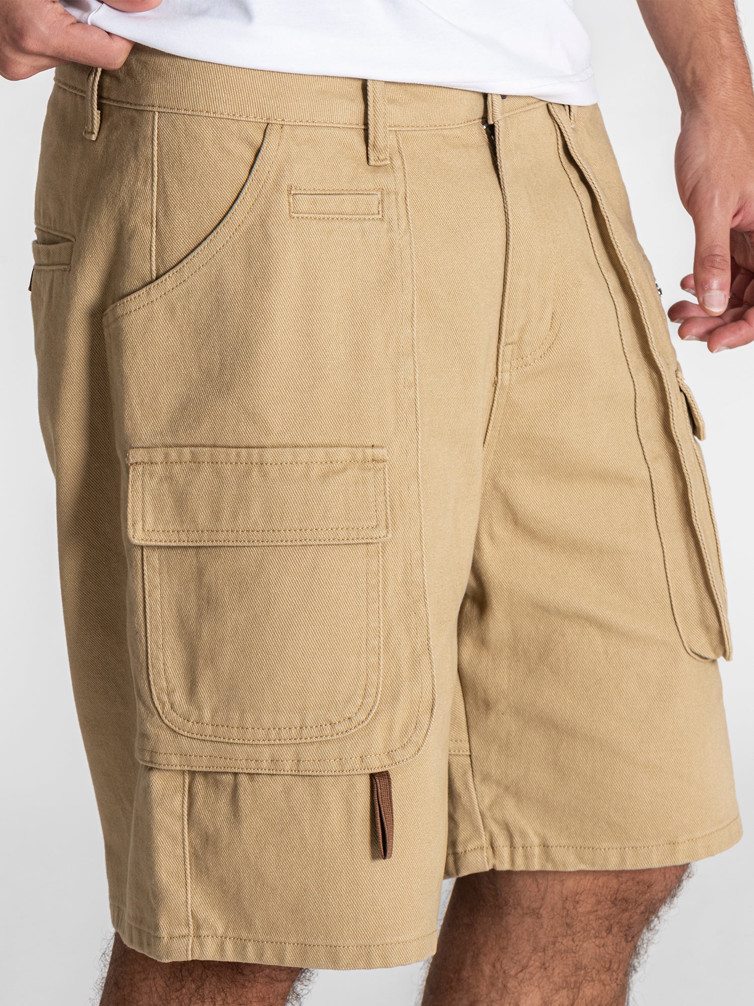 Beige Utility Cargo Shorts