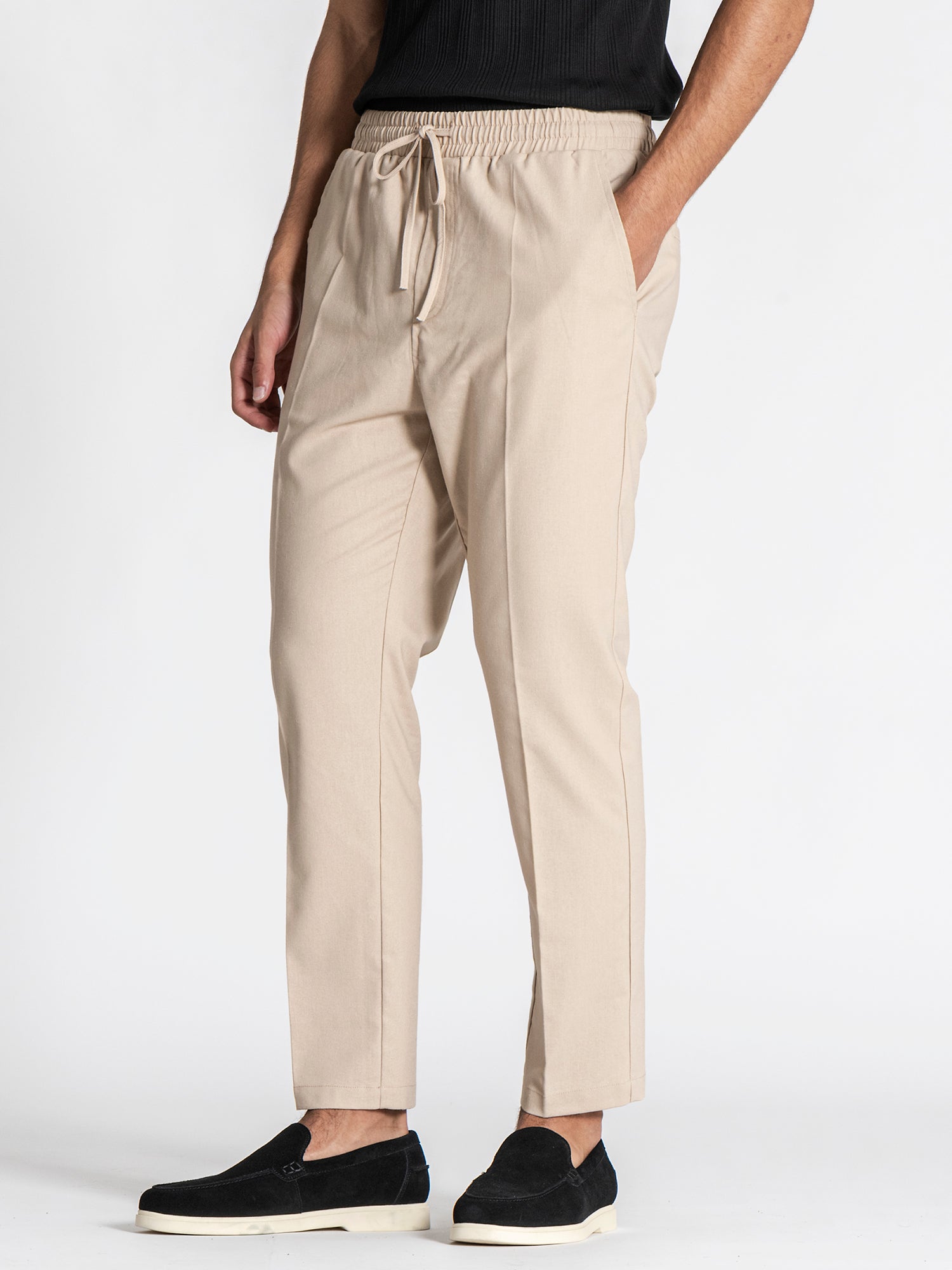 Beige GG Linen Pants