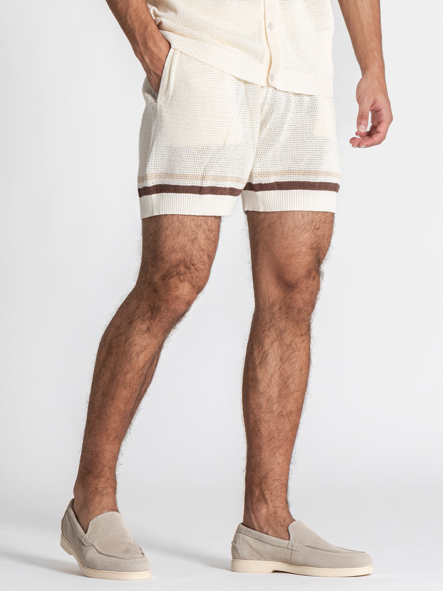 White Striped Knit Set