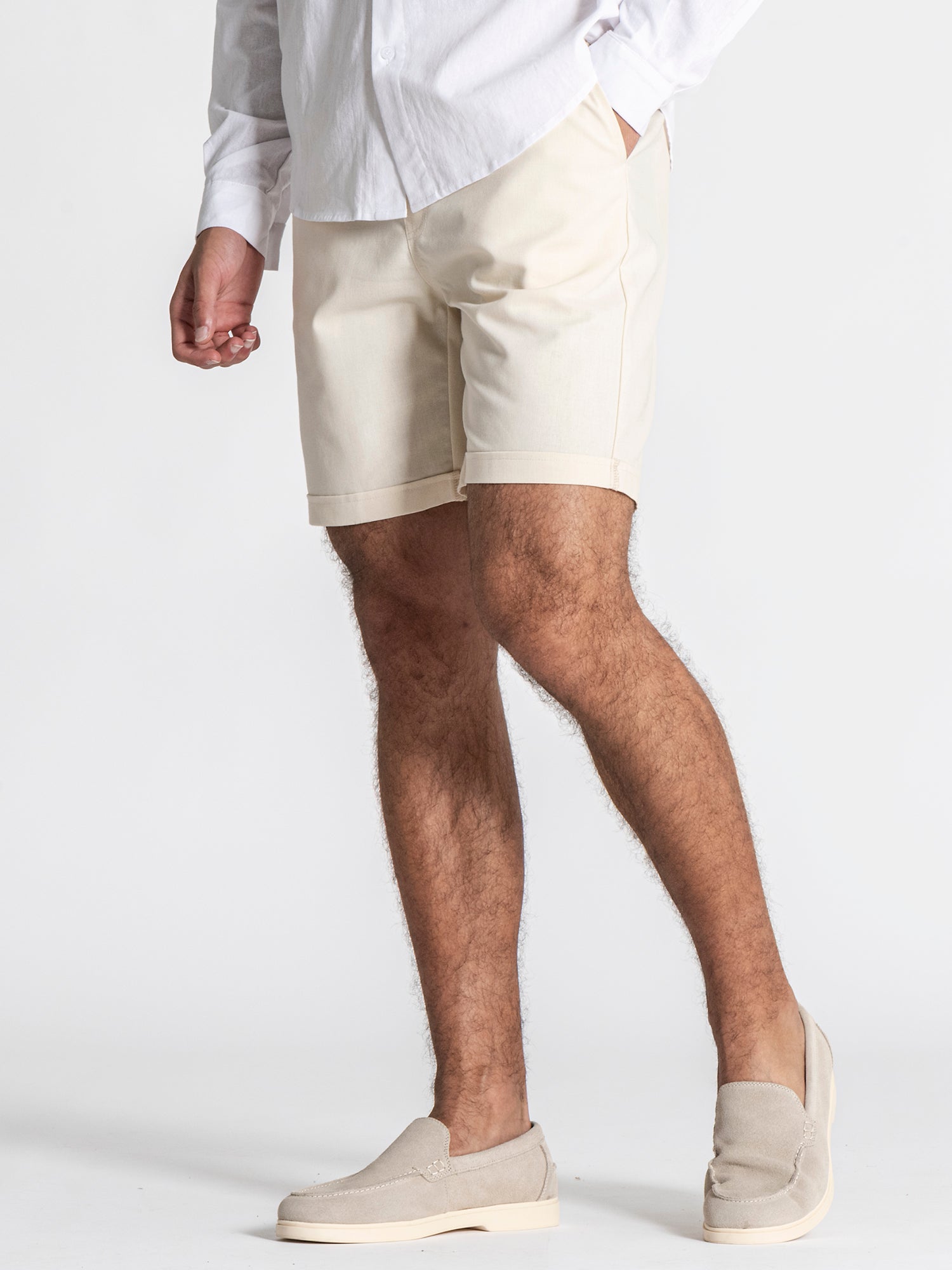 Beige GG Linen Shorts