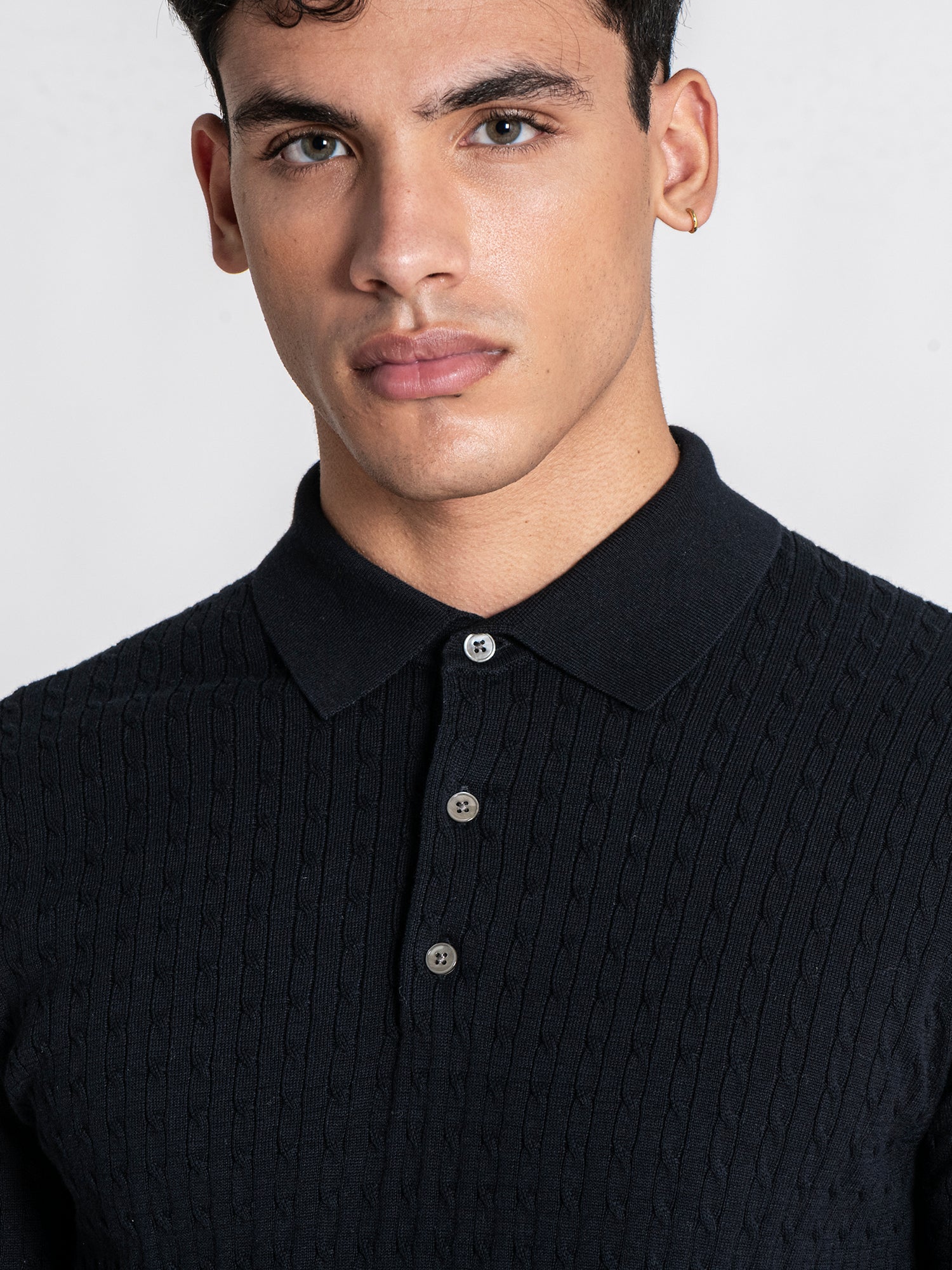 Navy Blue GG Knit Polo