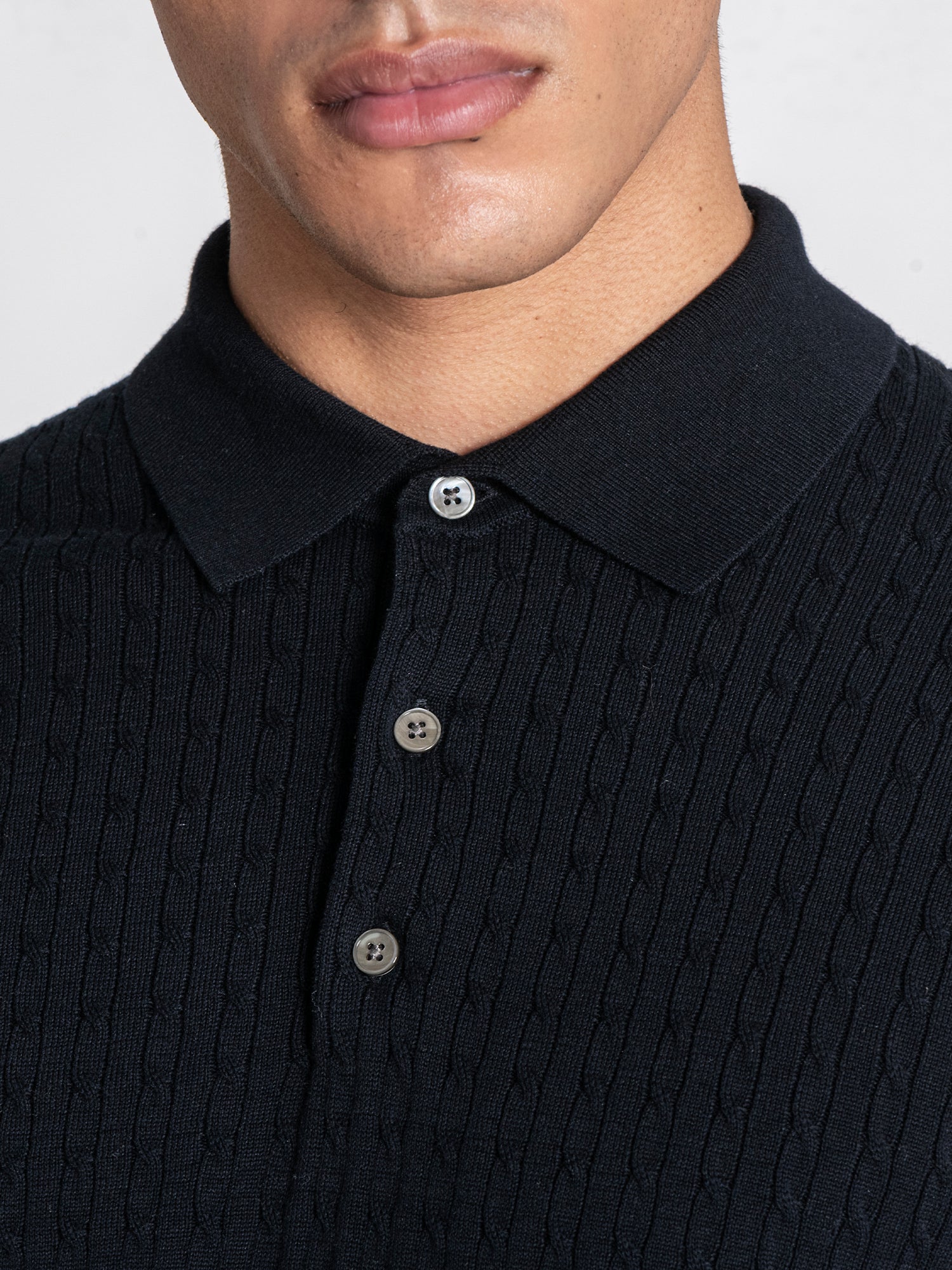 Navy Blue GG Knit Polo