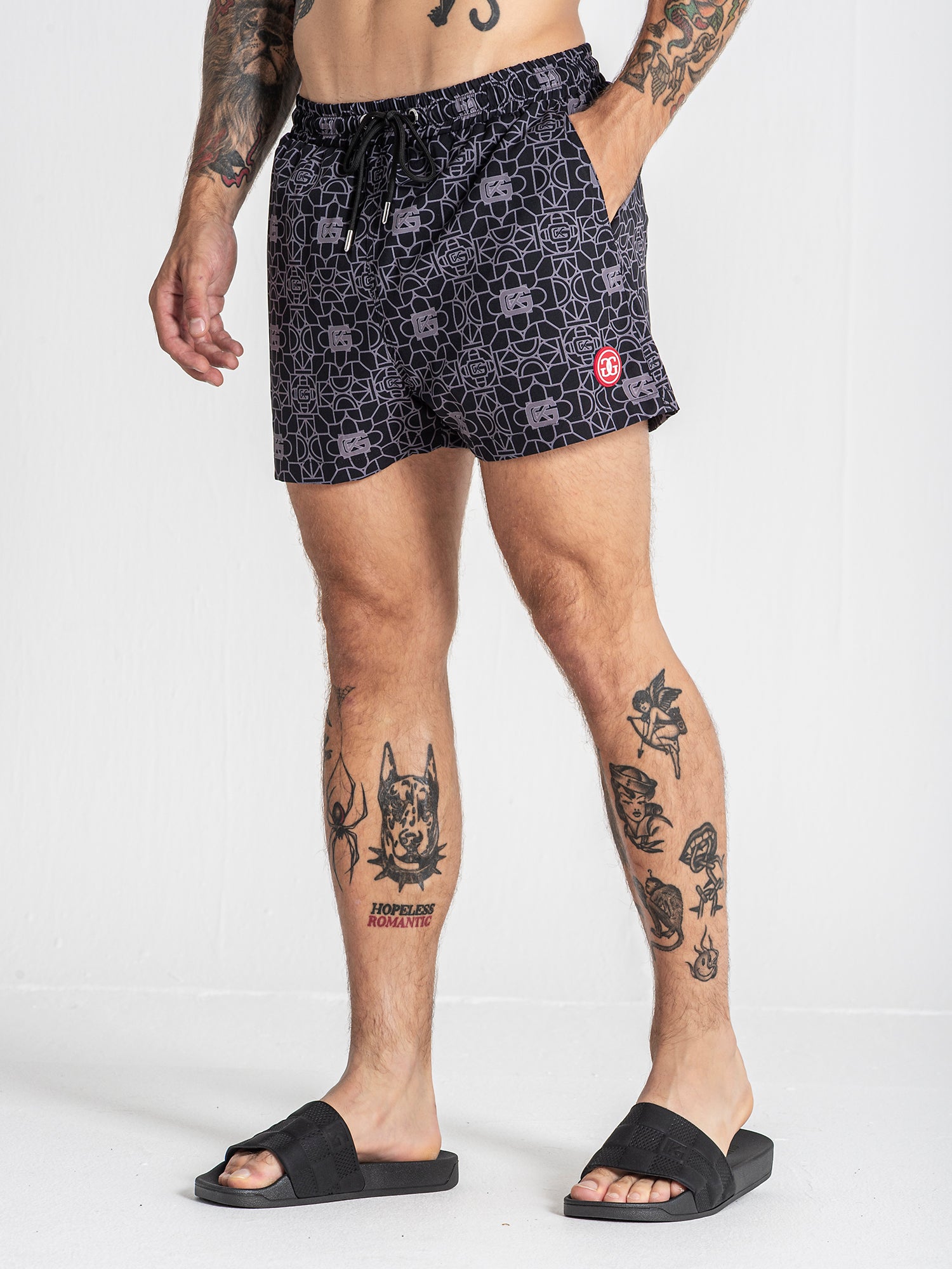 Black Tiled Swimshorts