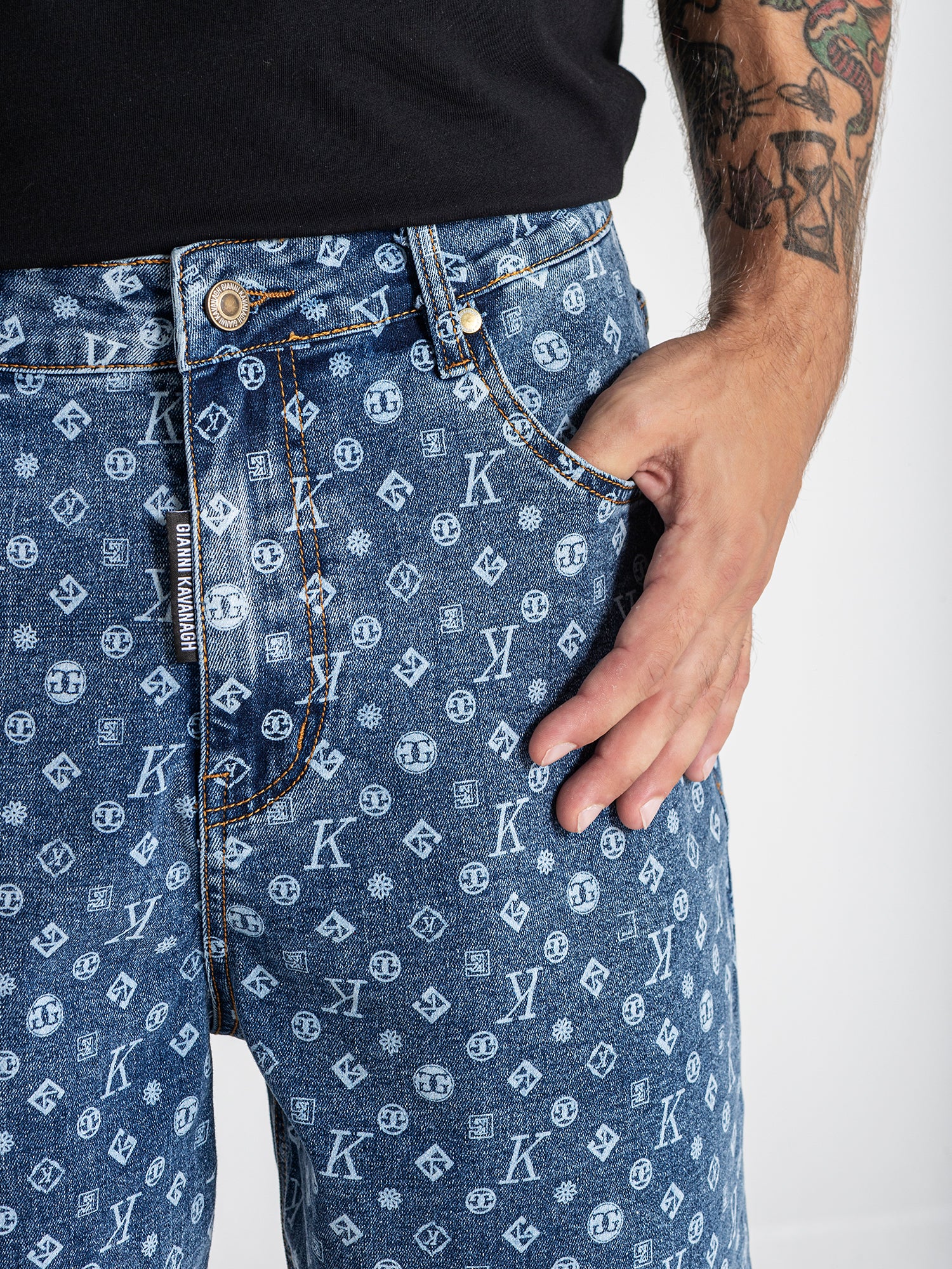 Blue Monogram Denim Shorts