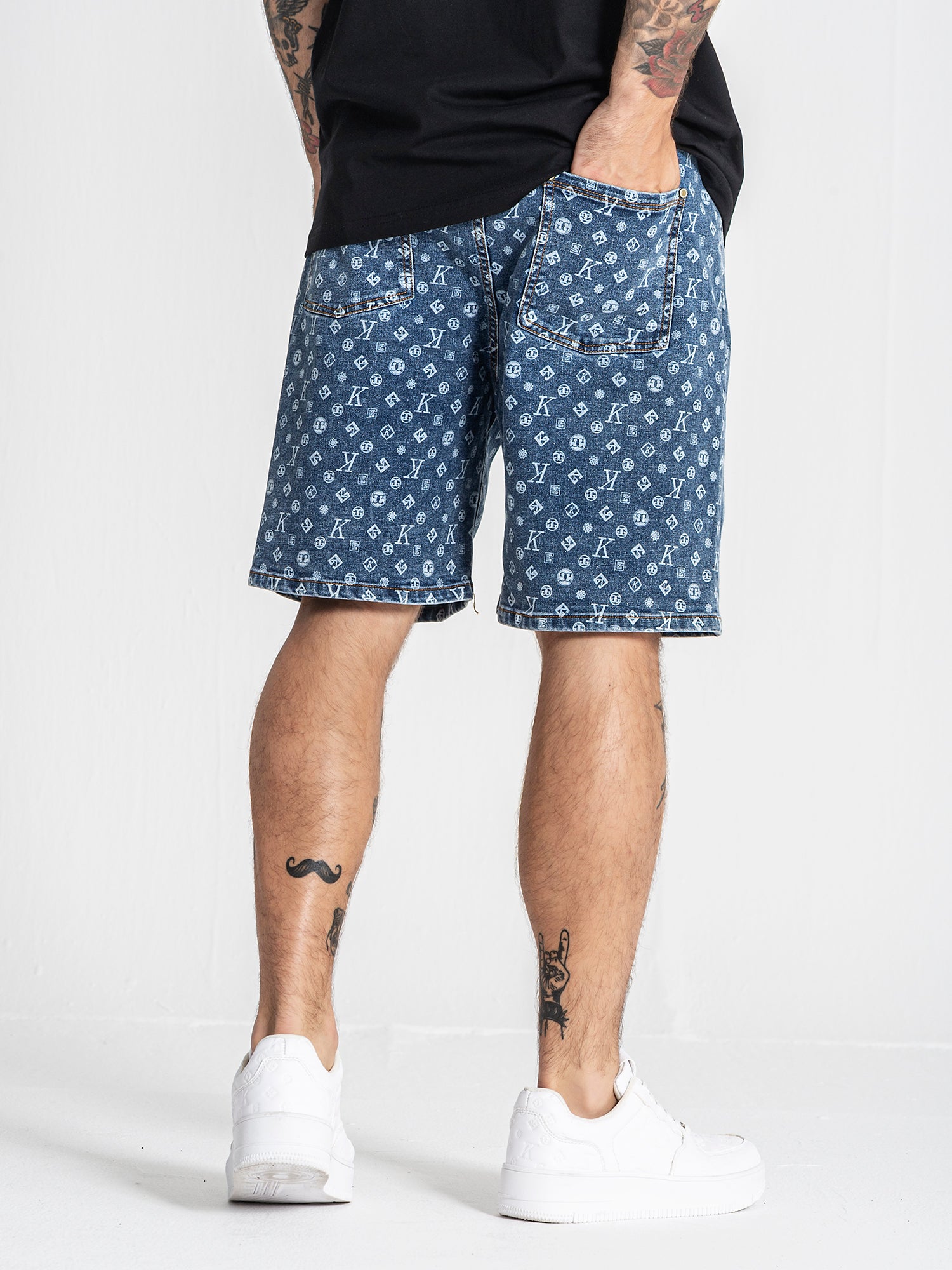 Blue Monogram Denim Shorts