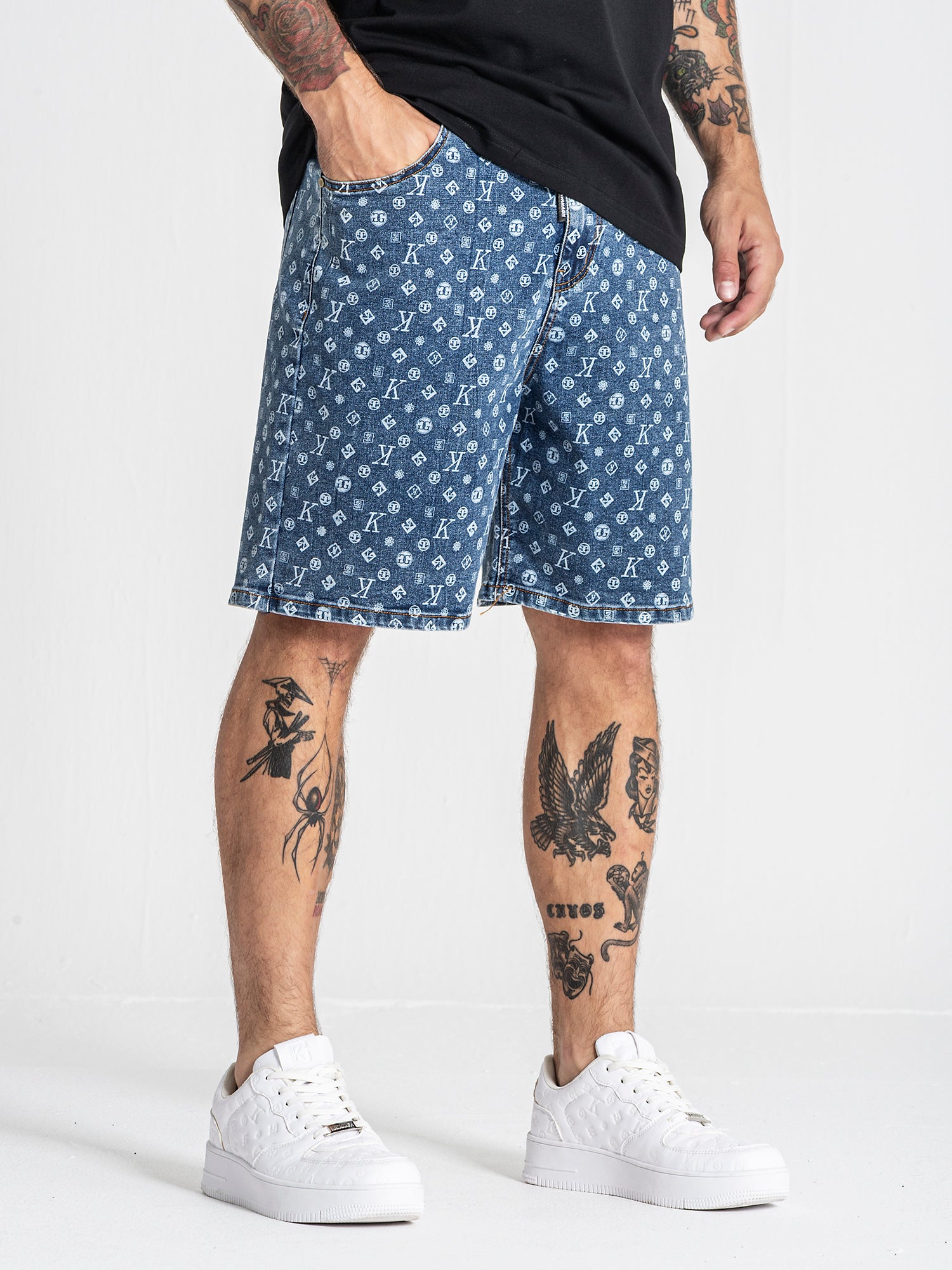 Blue Monogram Denim Shorts