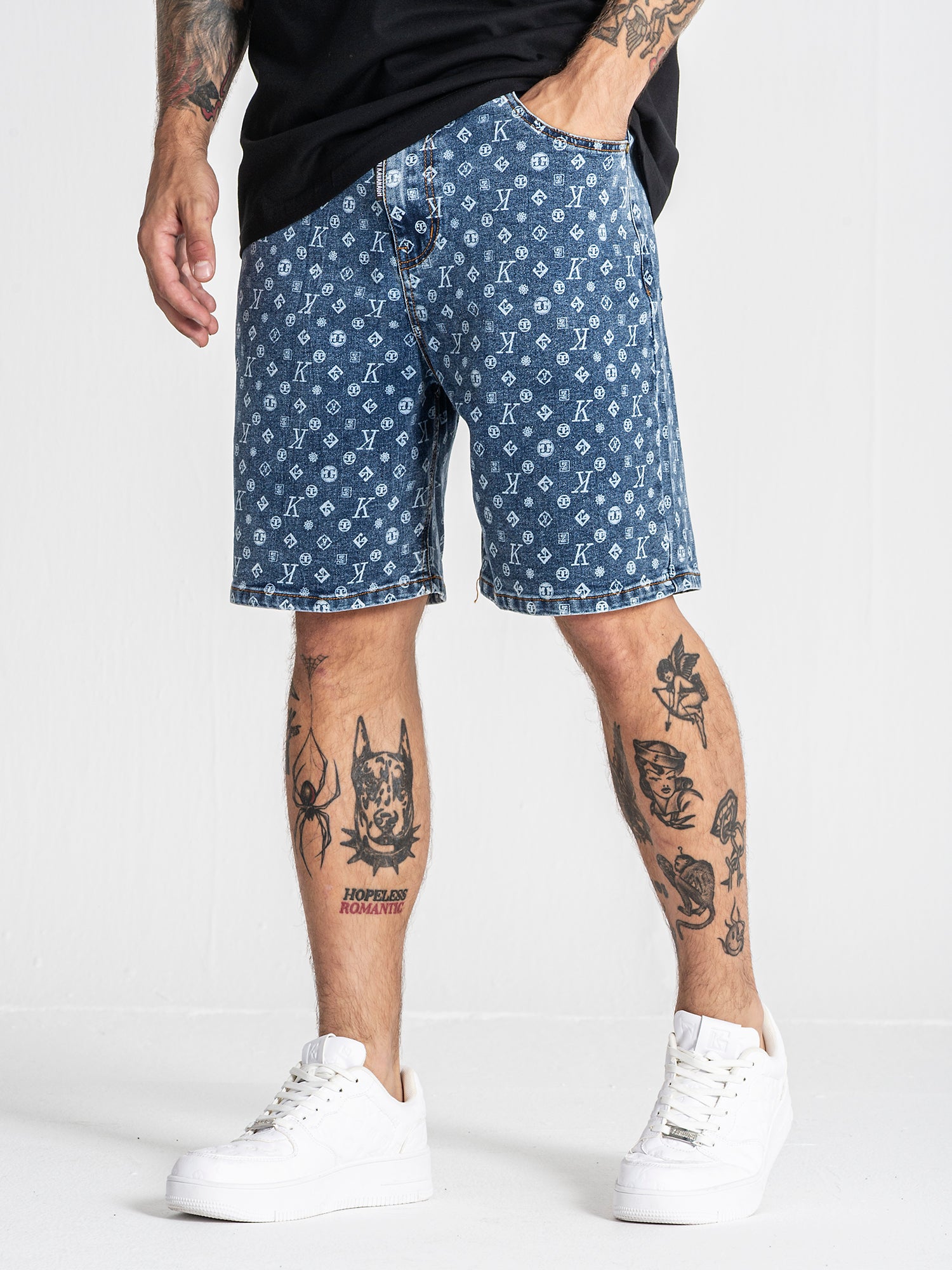 Blue Monogram Denim Shorts