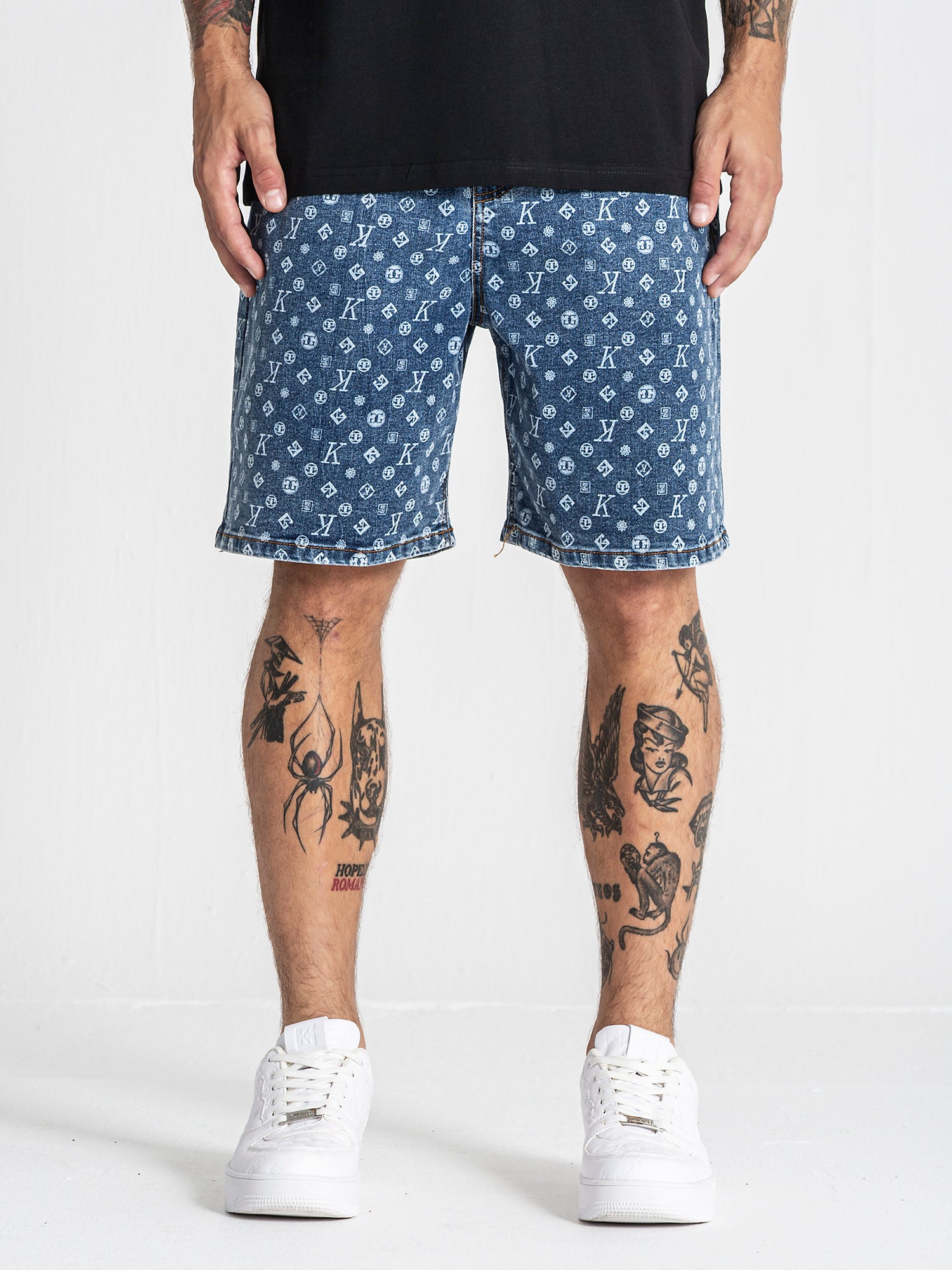 Blue Monogram Denim Shorts