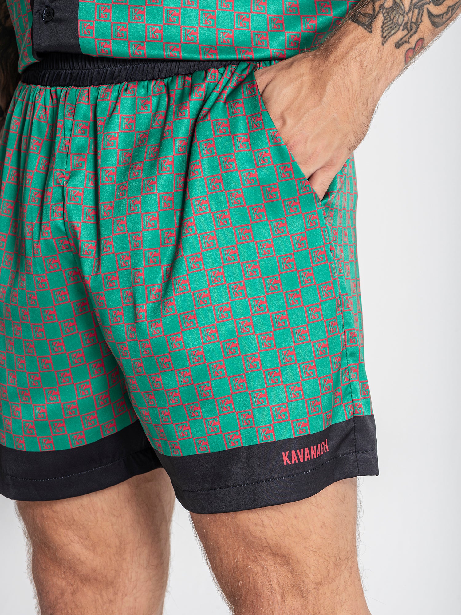 Green GK Mania Satin Shorts