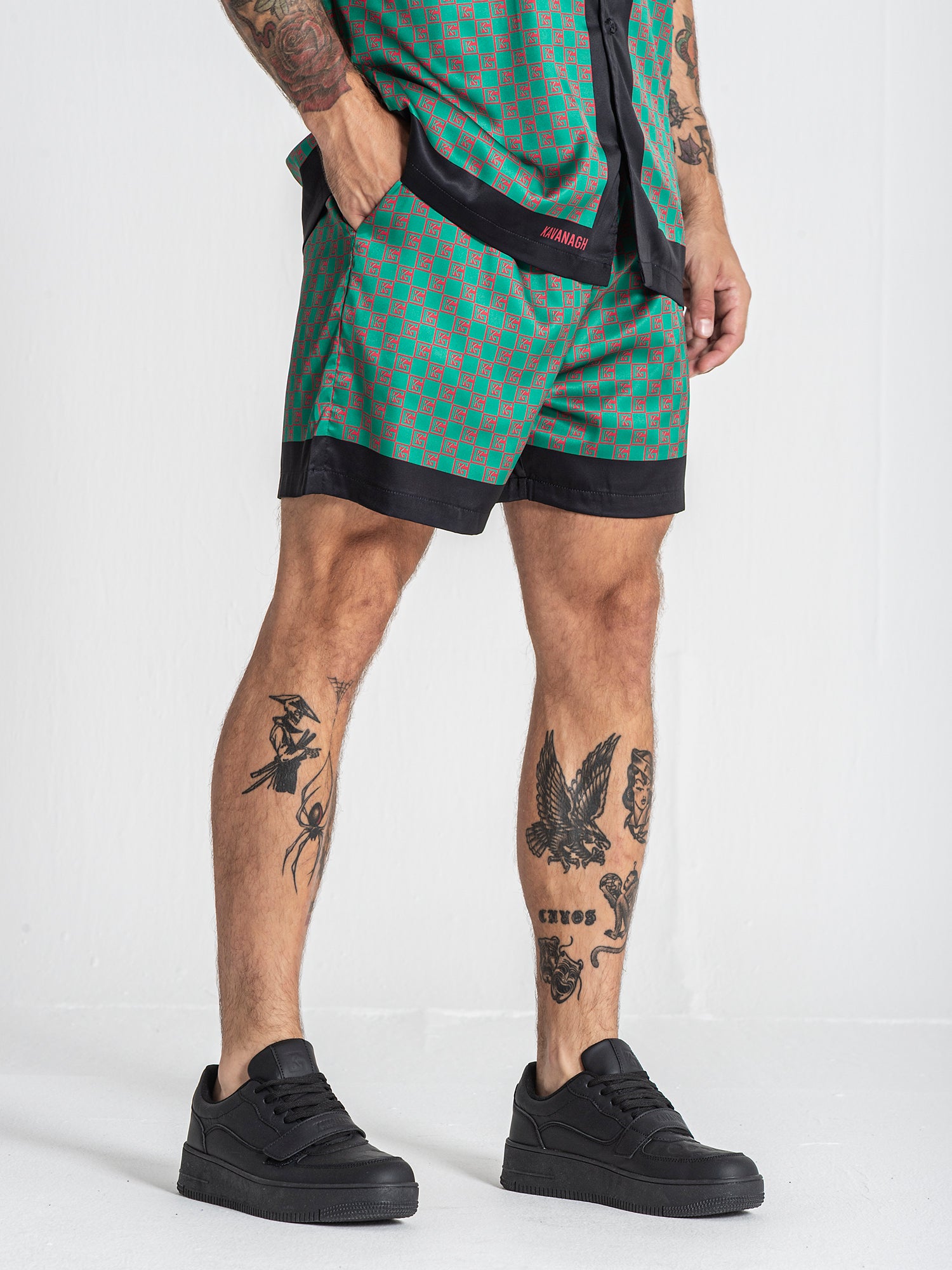 Green GK Mania Satin Shorts