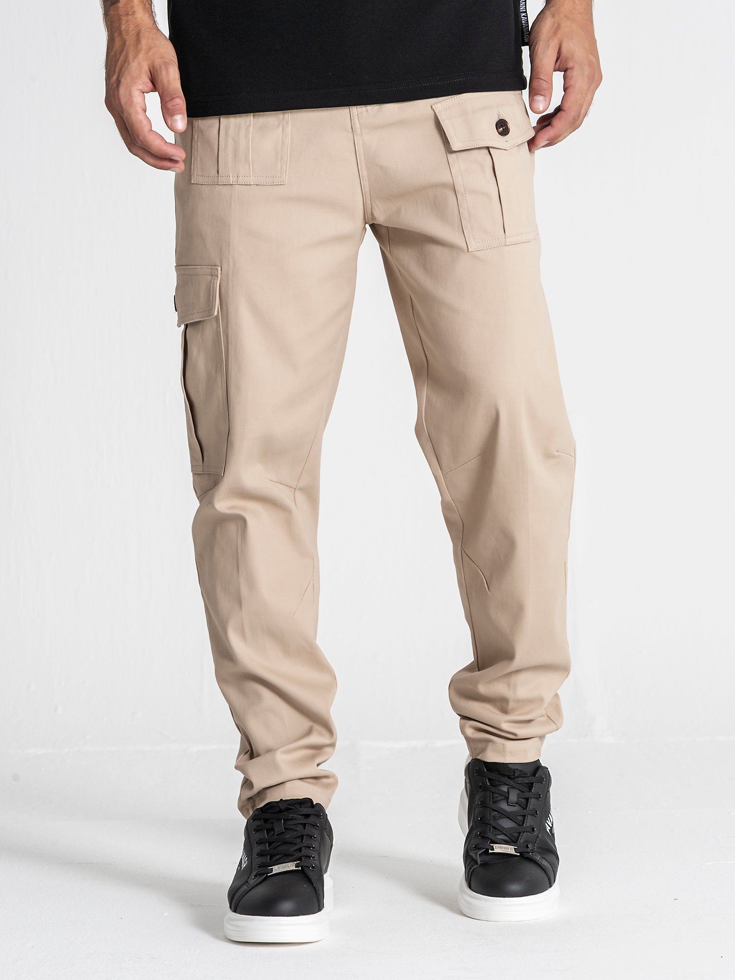 Beige Cargo Chino Pants