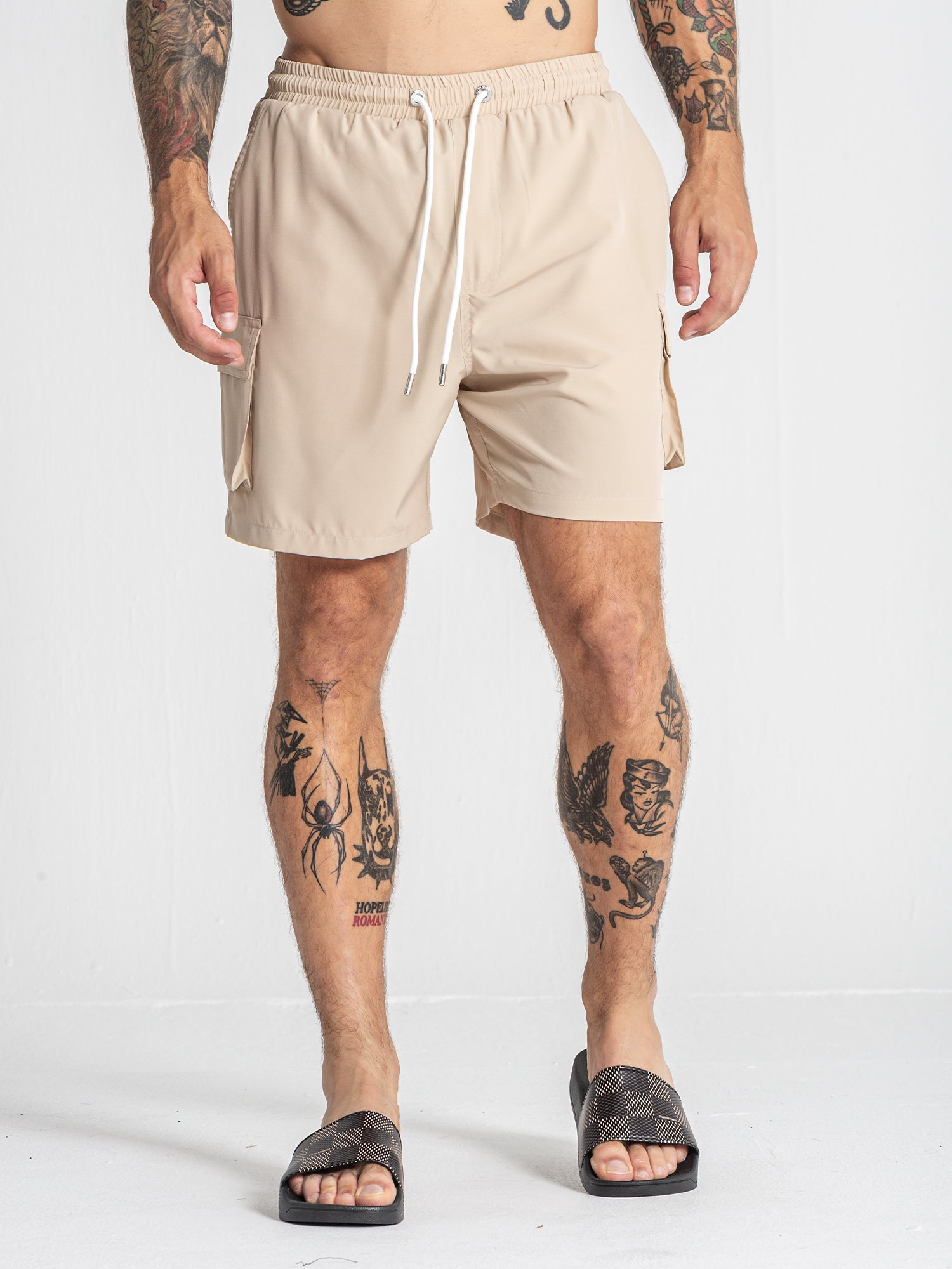 Beige Cargo Swimshorts