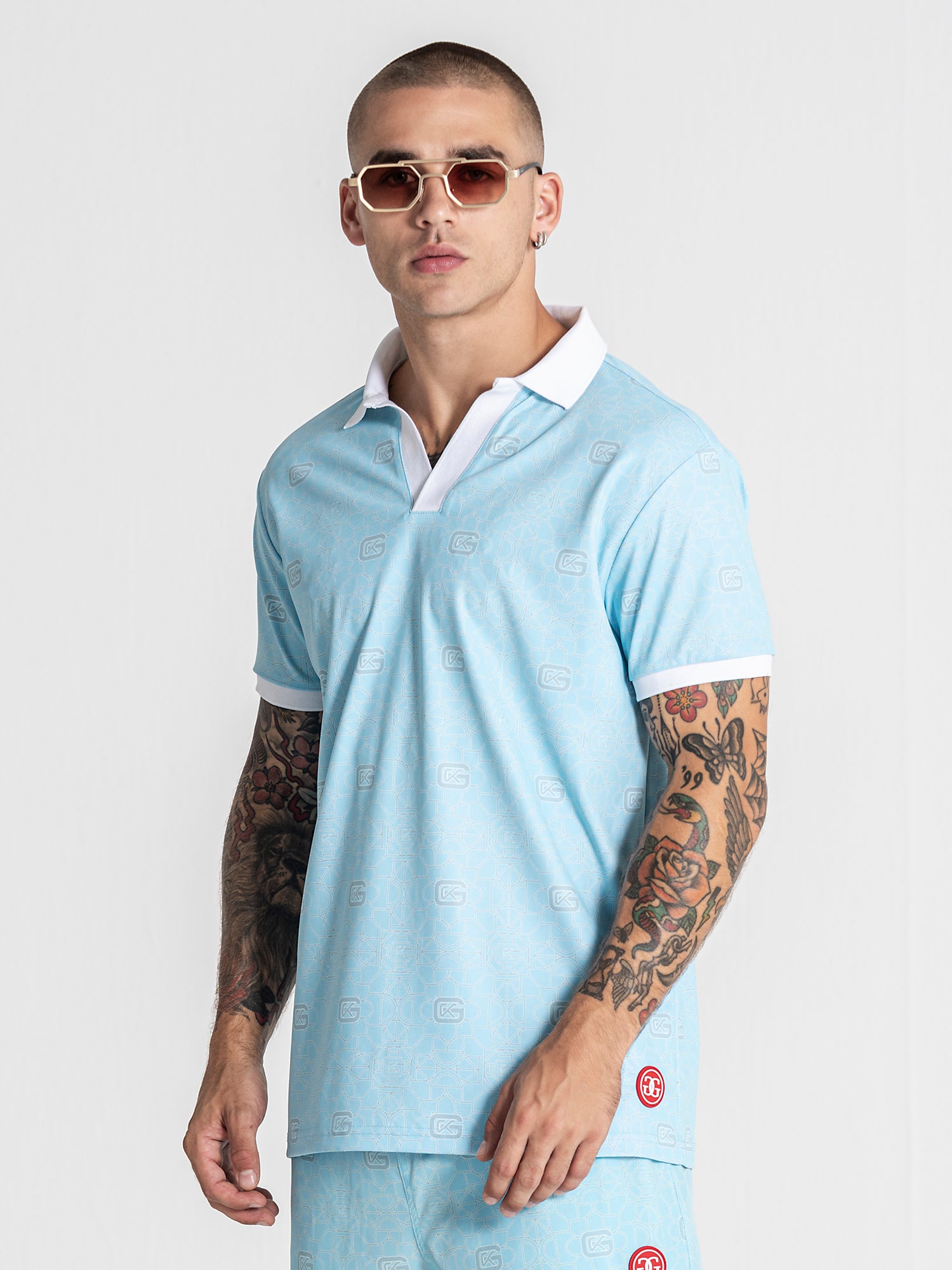 Light Blue Tiled Polo