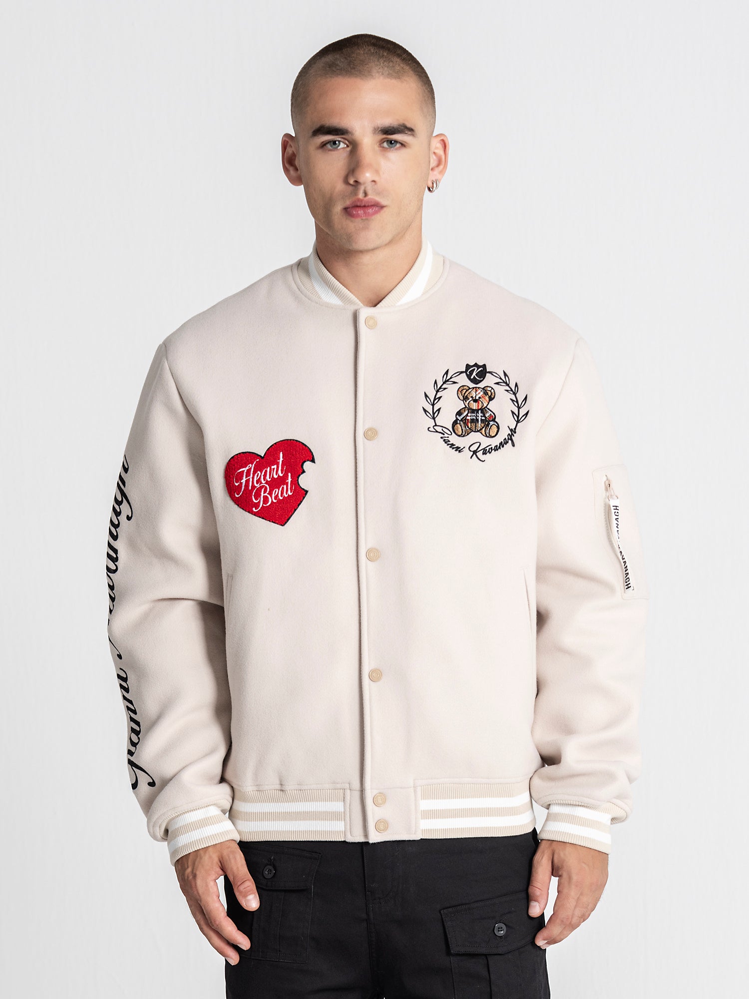 Beige Noble Bear Bomber Jacket