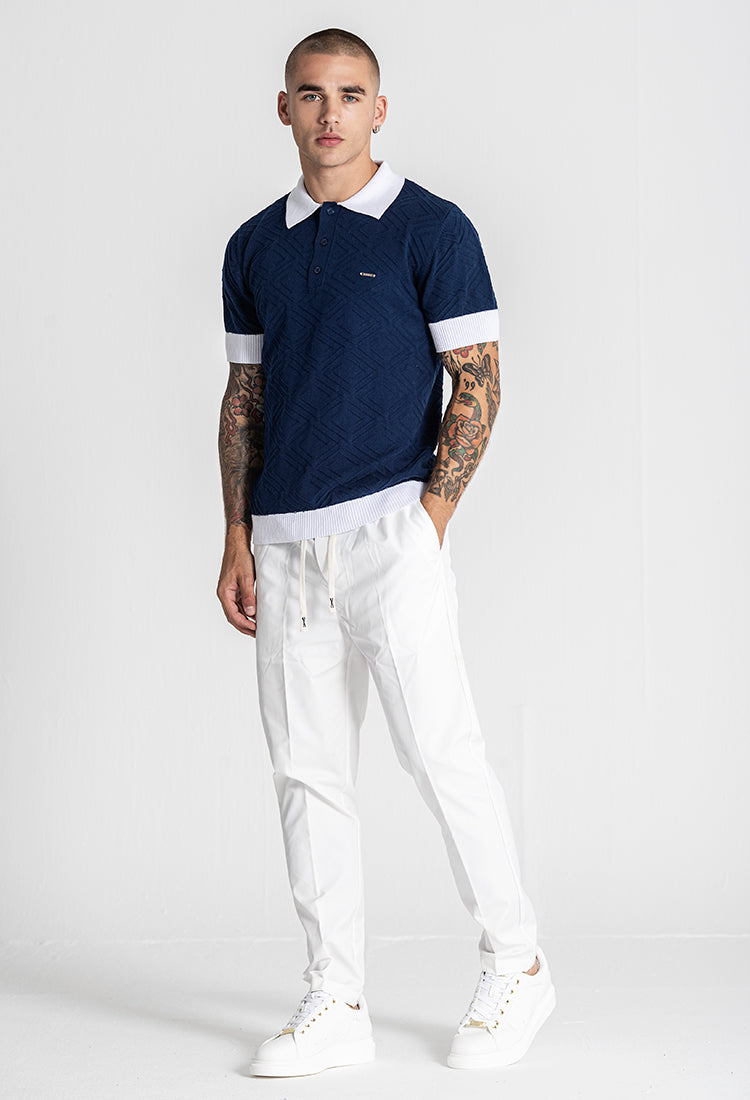 Navy Blue Edge Knit Polo