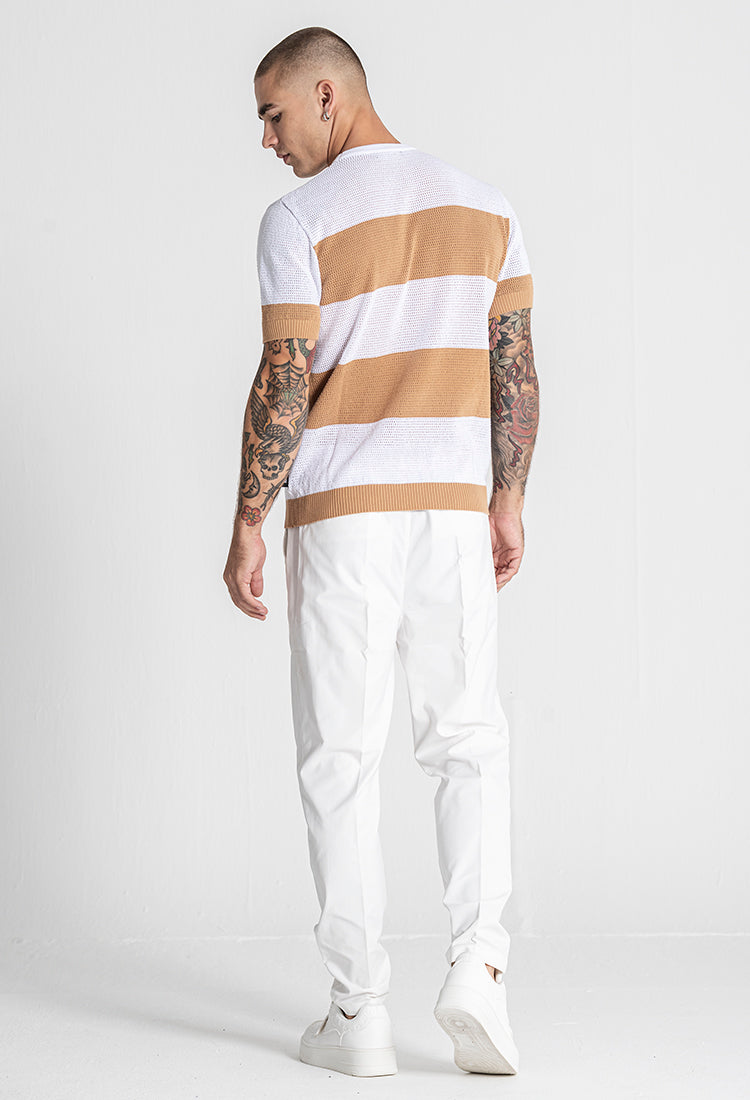 Camel Striped Knit Tee