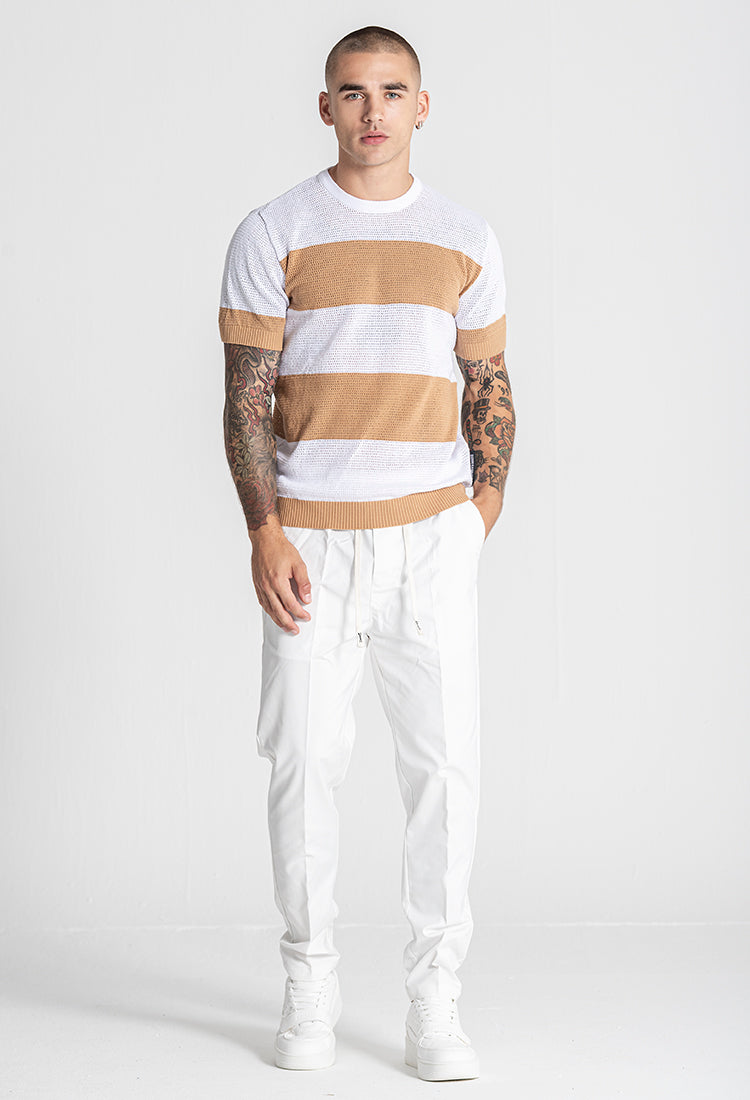 Camel Striped Knit Tee