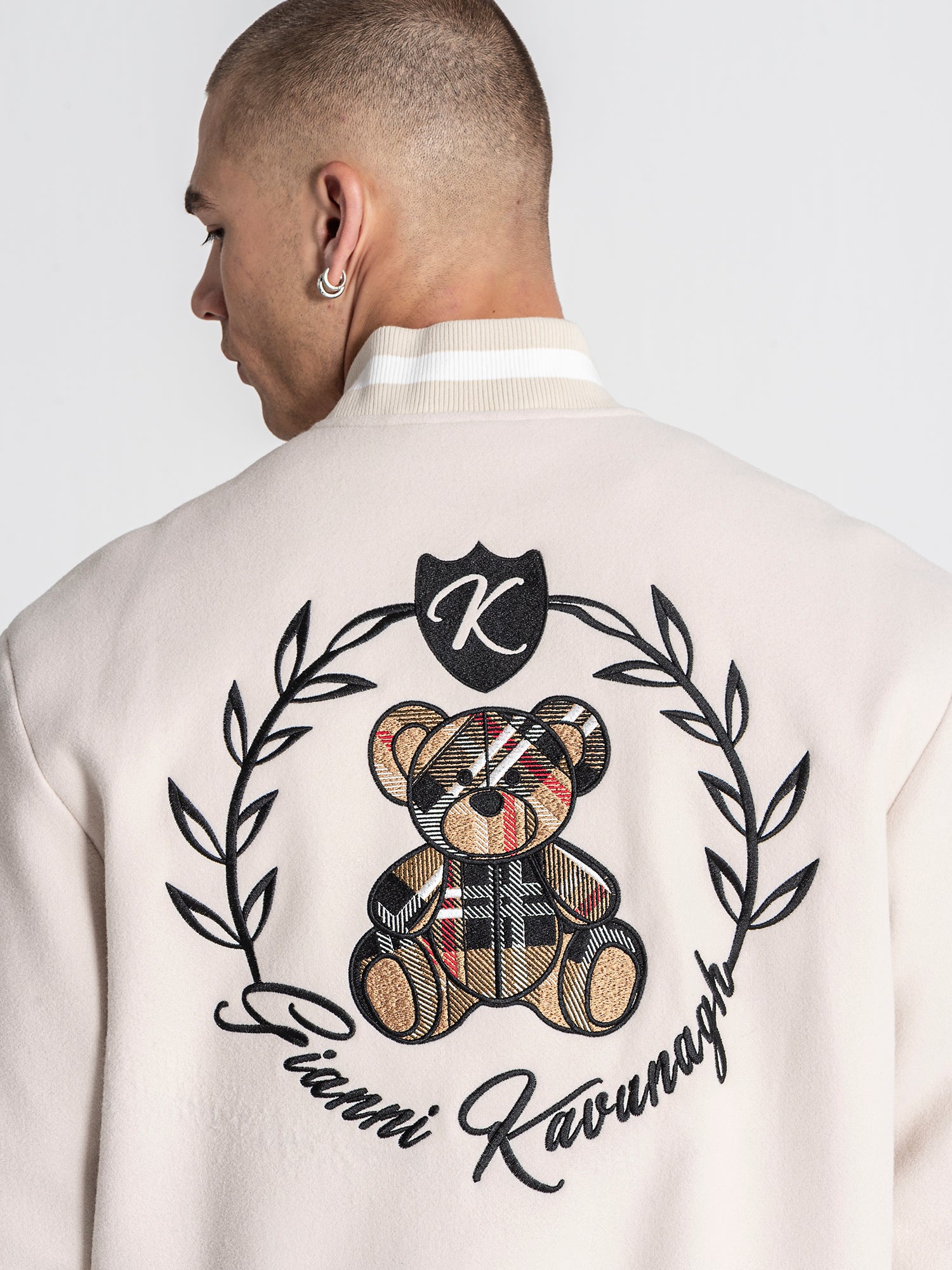 Beige Noble Bear Bomber Jacket