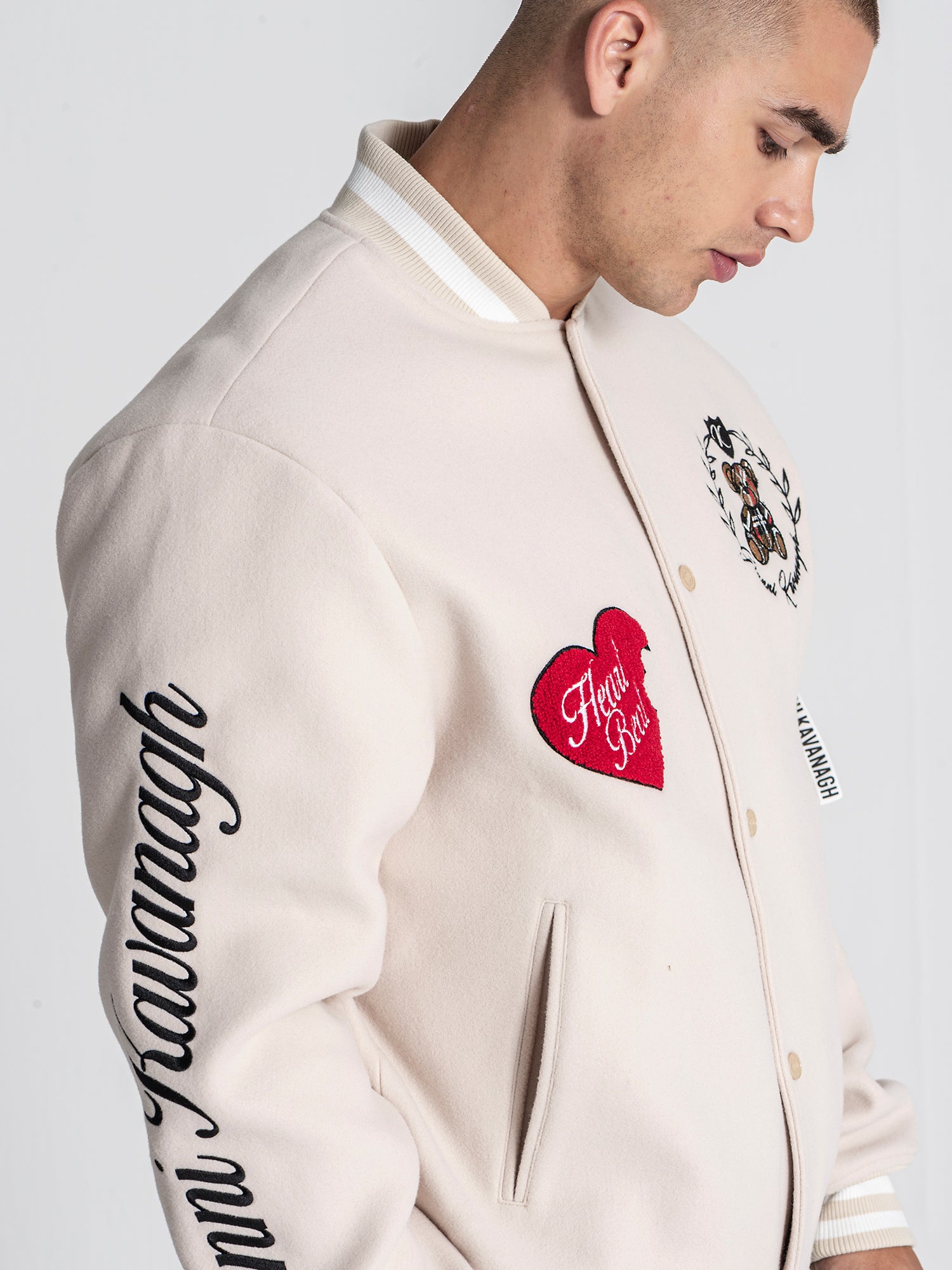 Beige Noble Bear Bomber Jacket
