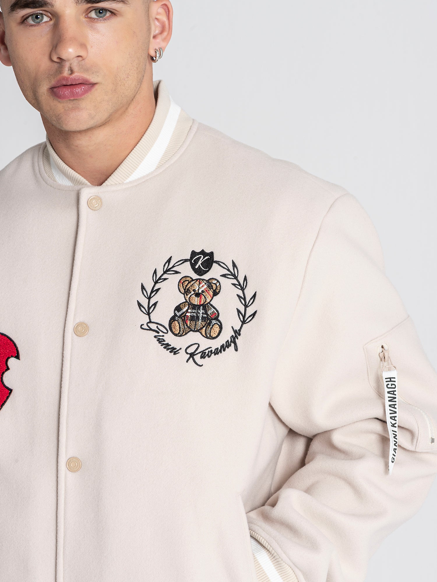 Beige Noble Bear Bomber Jacket