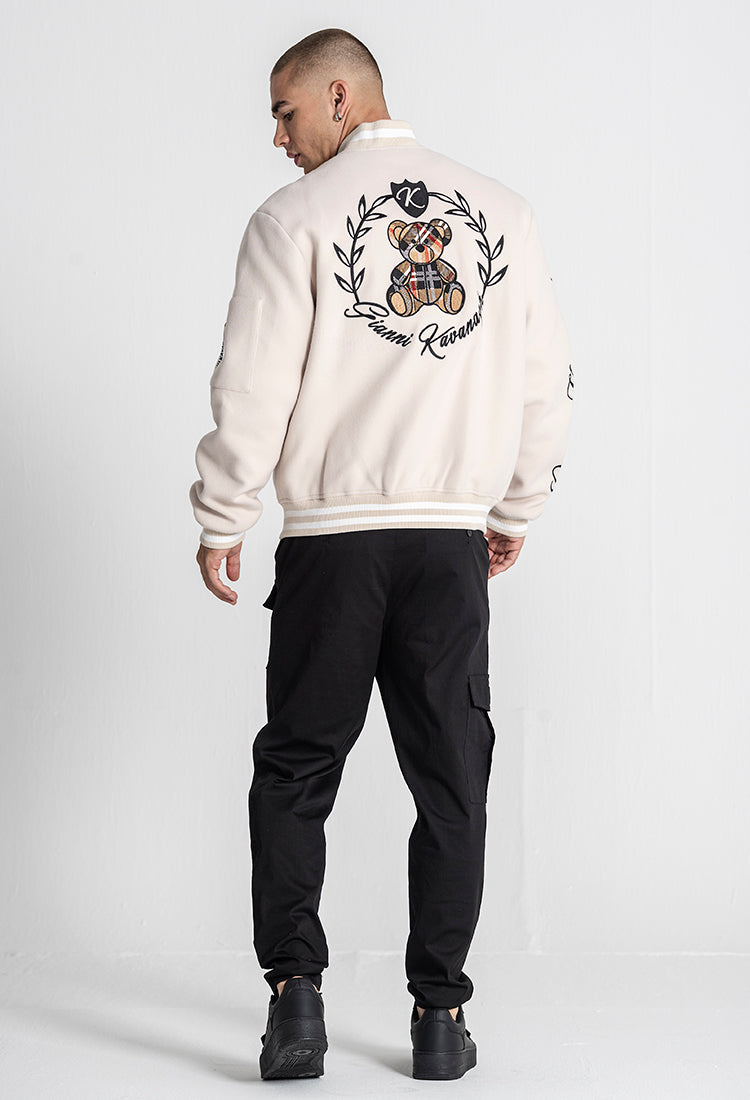 Beige Noble Bear Bomber Jacket