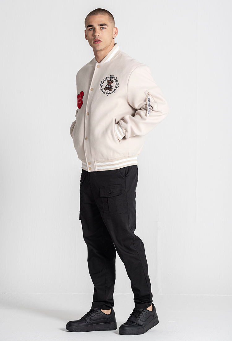 Beige Noble Bear Bomber Jacket