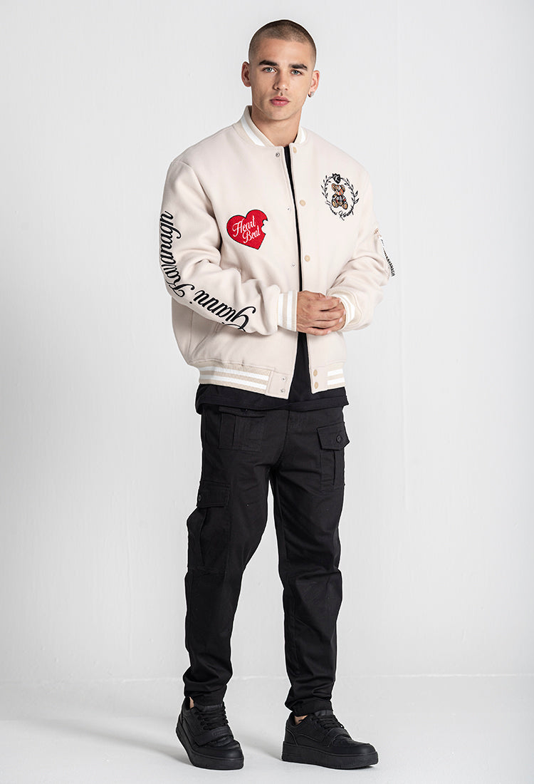Beige Noble Bear Bomber Jacket