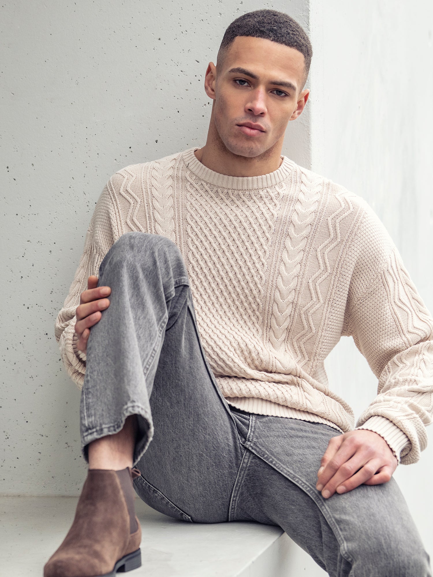 Camel Cable Knit Sweater
