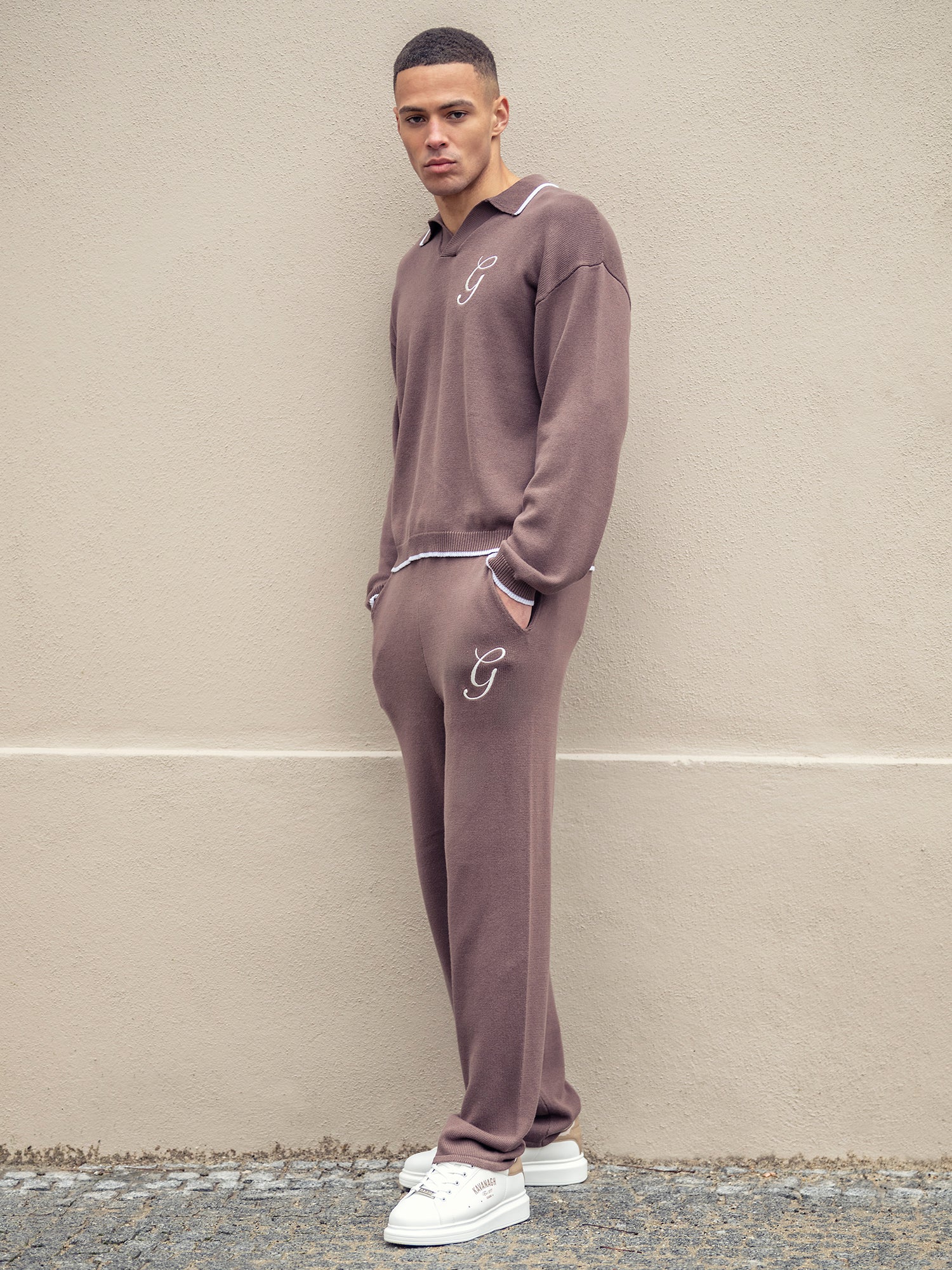 Brown G Knit Sweater Polo