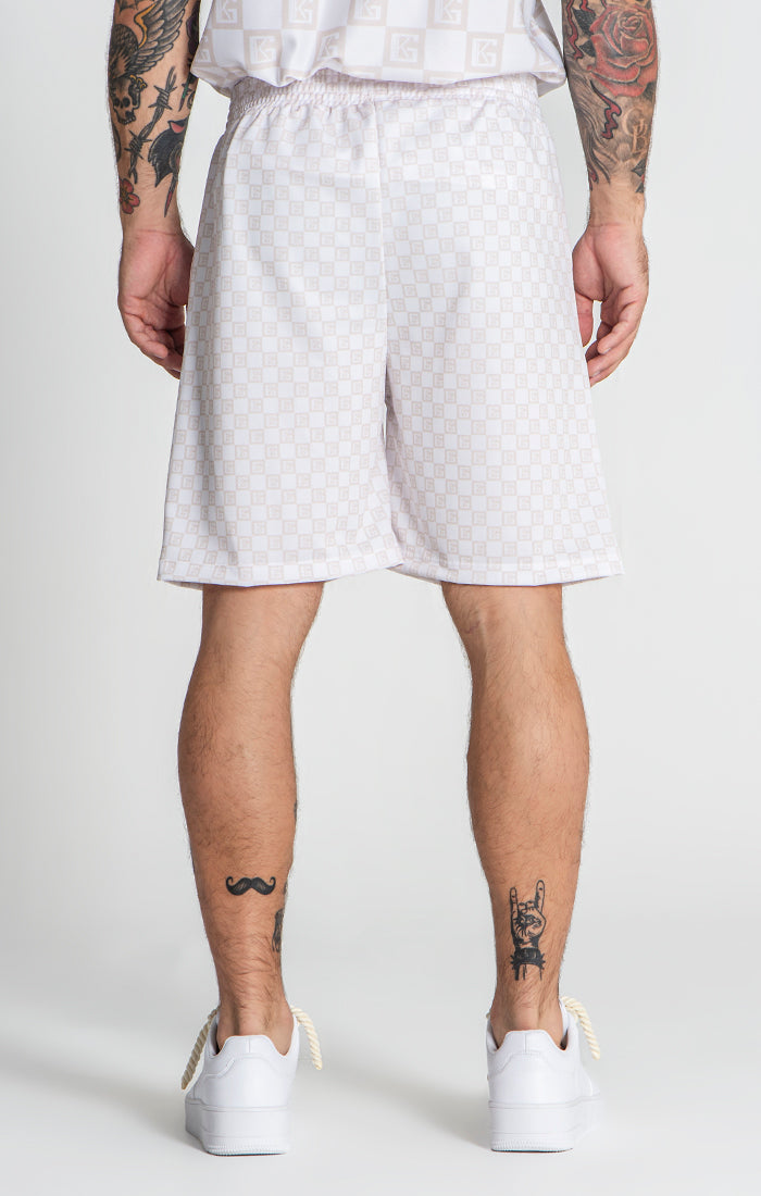 Beige Checkers Shorts