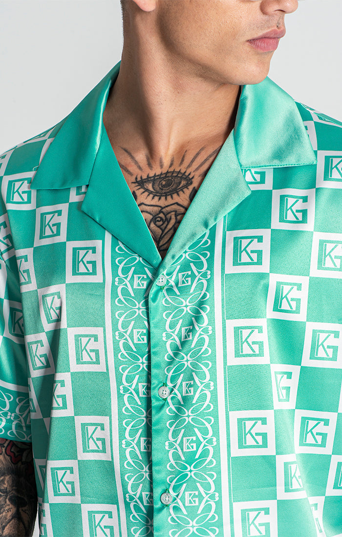 Green Checkers Satin Shirt