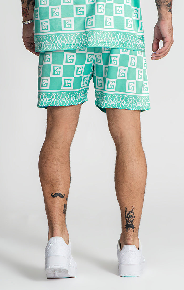 Green Checkers Satin Shorts