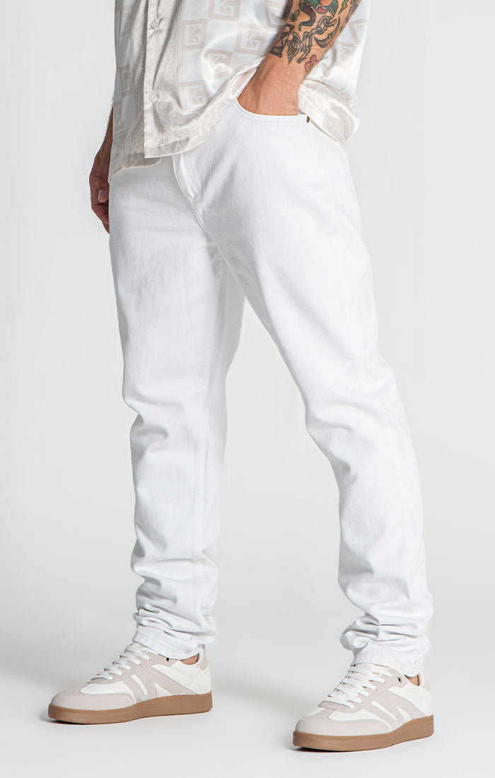 White Straight-Leg Jeans