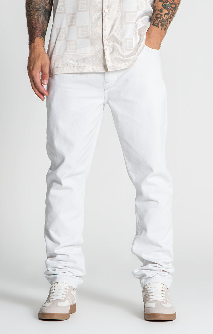 White Straight-Leg Jeans