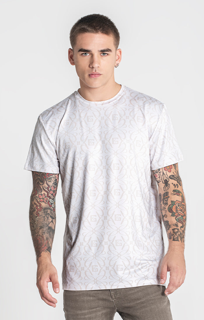 White Nouveau Printed Tee