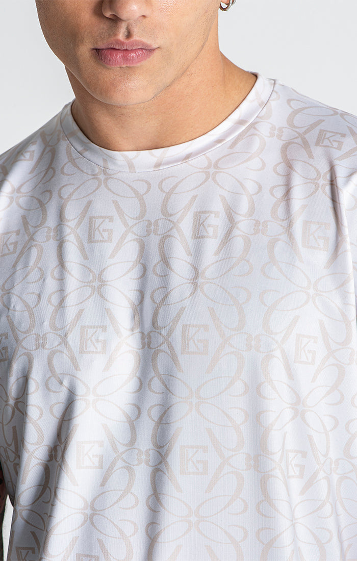 White Nouveau Printed Tee